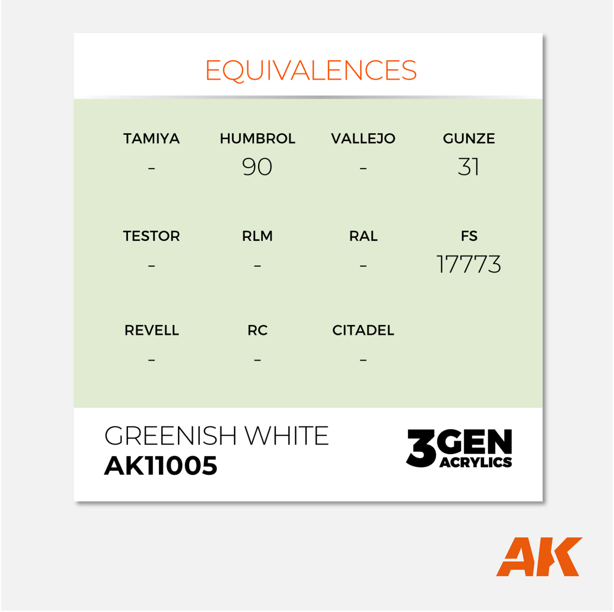 AK Interactive - 3Gen Acrylics Paint - Greenish White - AK11005 - Gothaforce