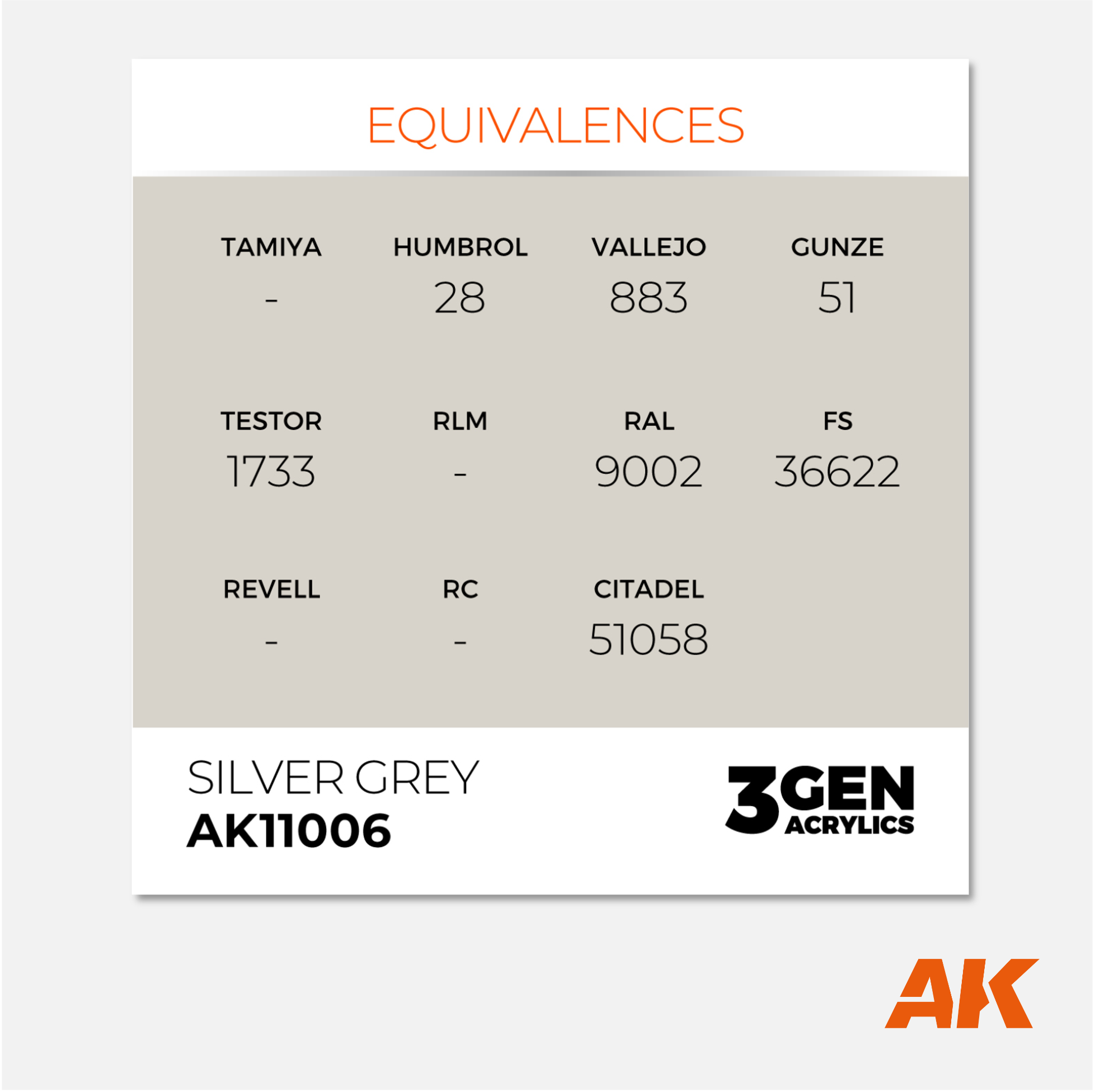 AK Interactive - 3Gen Acrylics Paint - Silver Grey - AK11006 - Gothaforce