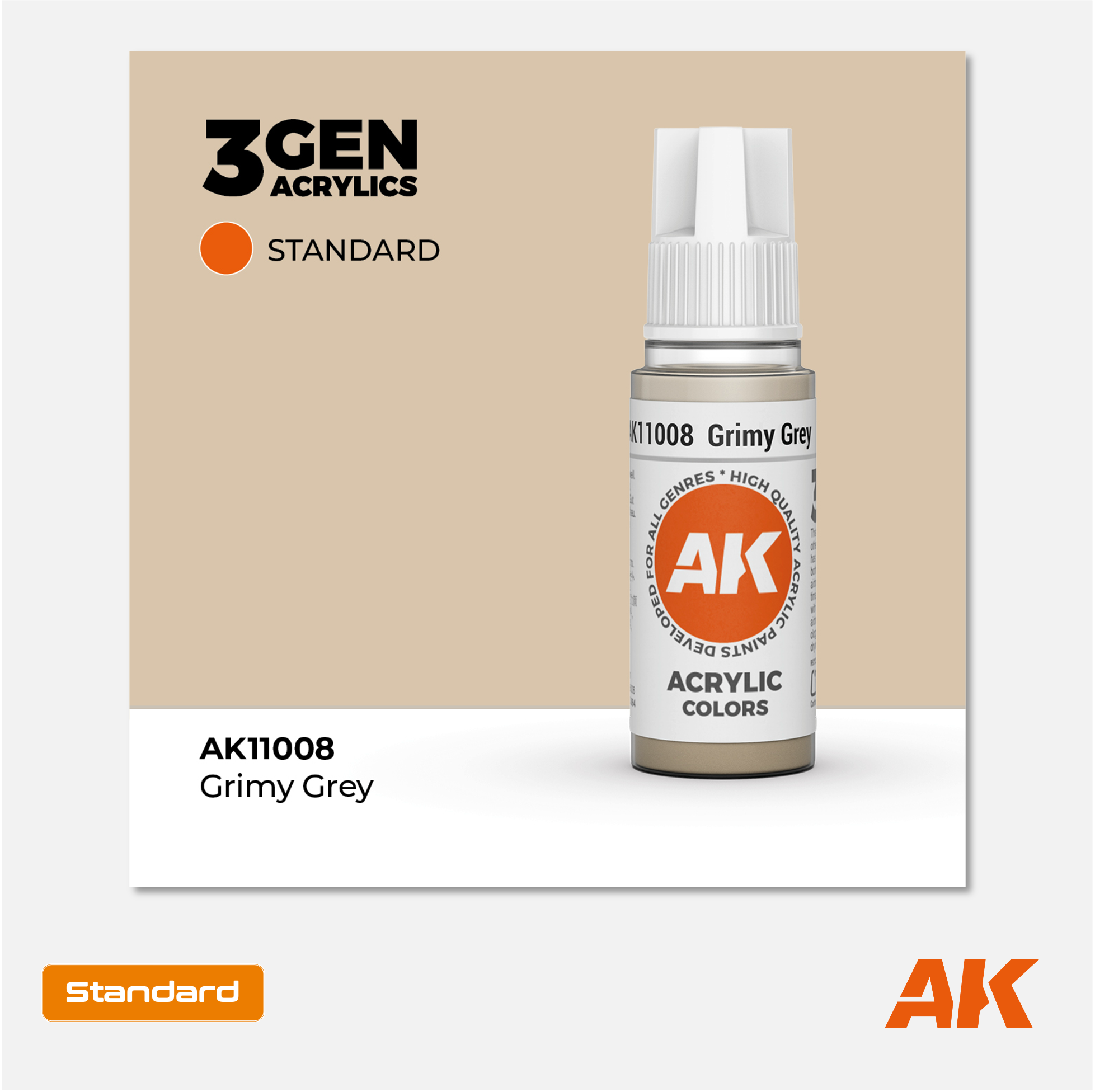 AK Interactive - 3Gen Acrylics Paint - Grimy Grey - AK11008 - Gothaforce