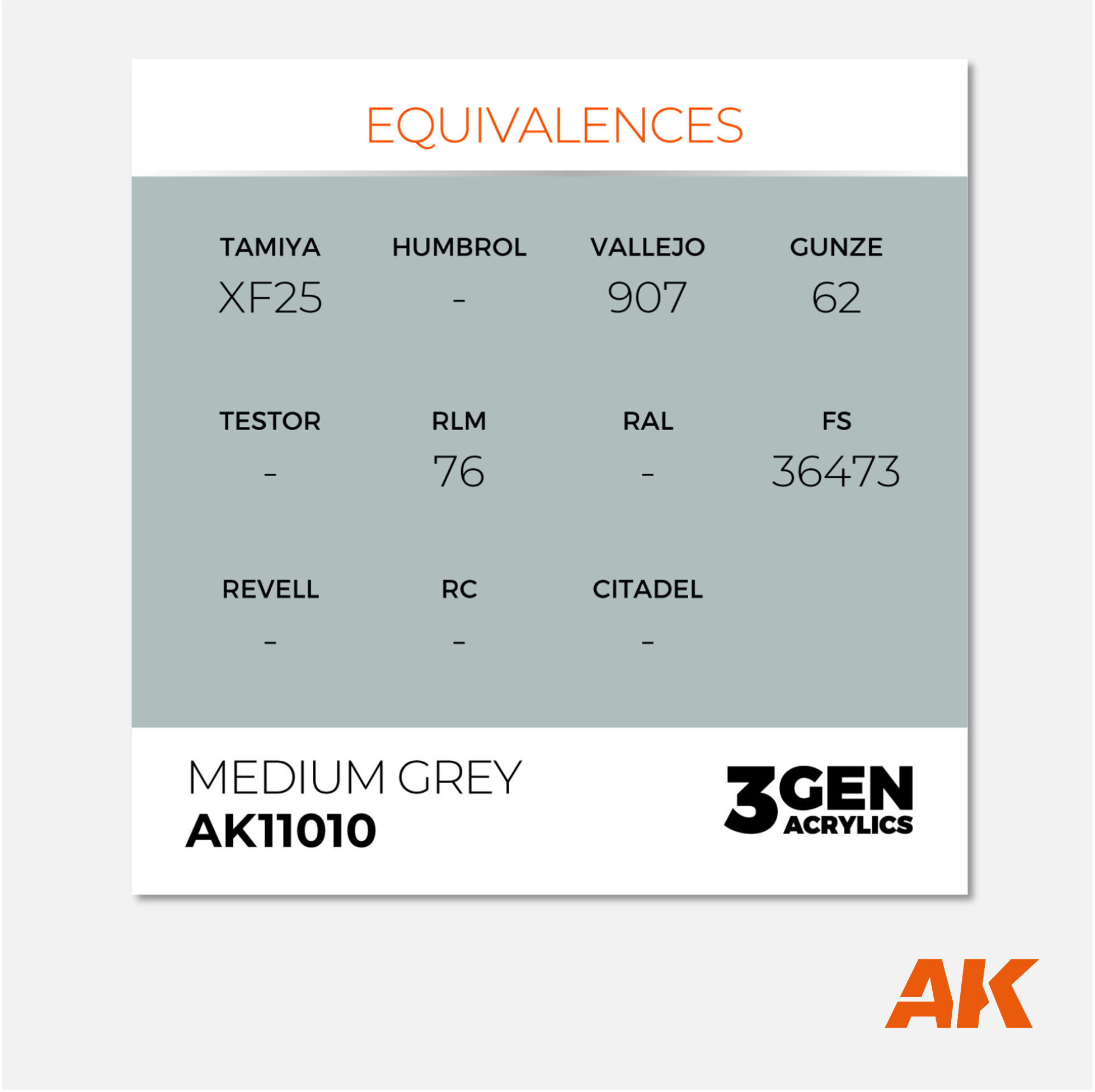 AK Interactive - 3Gen Acrylics Paint - Medium Grey - AK11010 - Gothaforce