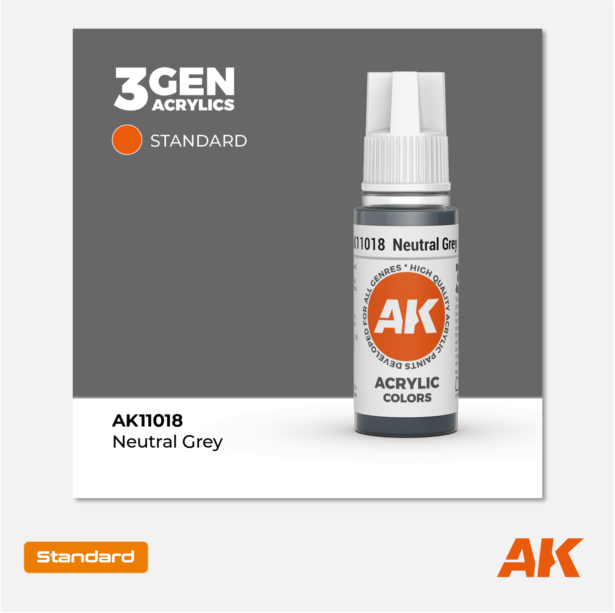 AK Interactive - 3Gen Acrylics Paint - Neutral Grey - AK11018 - Gothaforce