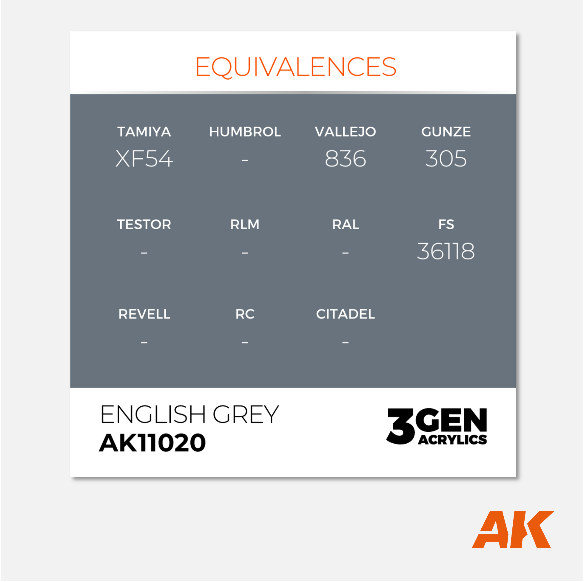AK Interactive - 3Gen Acrylics Paint - English Grey - AK11020 - Gothaforce
