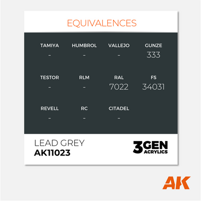 AK Interactive - 3Gen Acrylics Paint - Lead Grey - AK11023 - Gothaforce