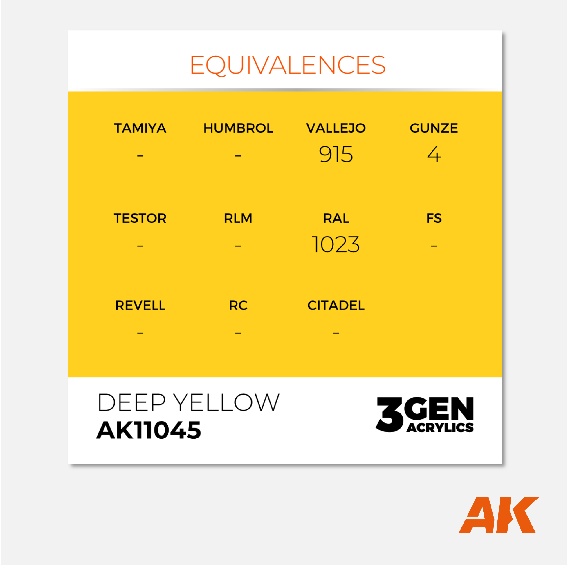 AK Interactive - 3Gen Acrylics Paint - Deep Yellow Intense - AK11045 - Gothaforce