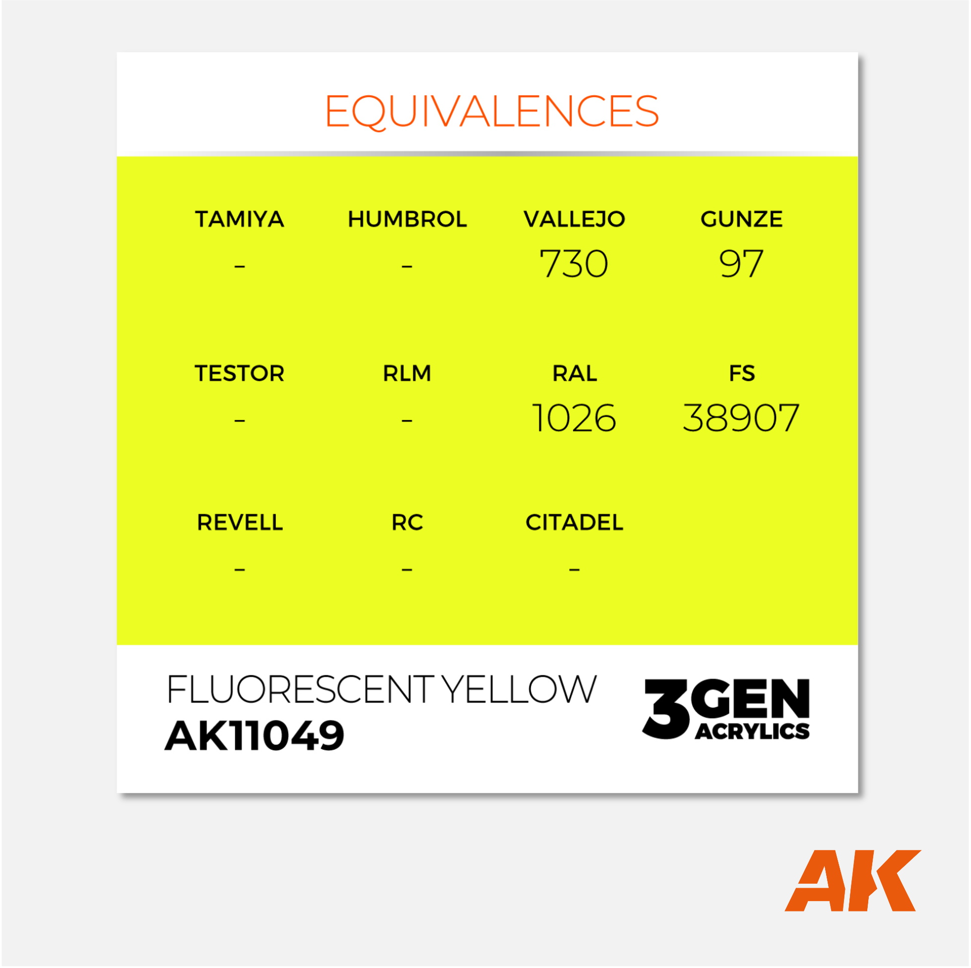 AK Interactive - 3Gen Acrylics Paint - Fluorescent Yellow - AK11049 - Gothaforce