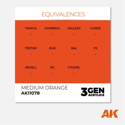 AK Interactive - 3Gen Acrylics Paint - Medium Orange - AK11078 - Gothaforce