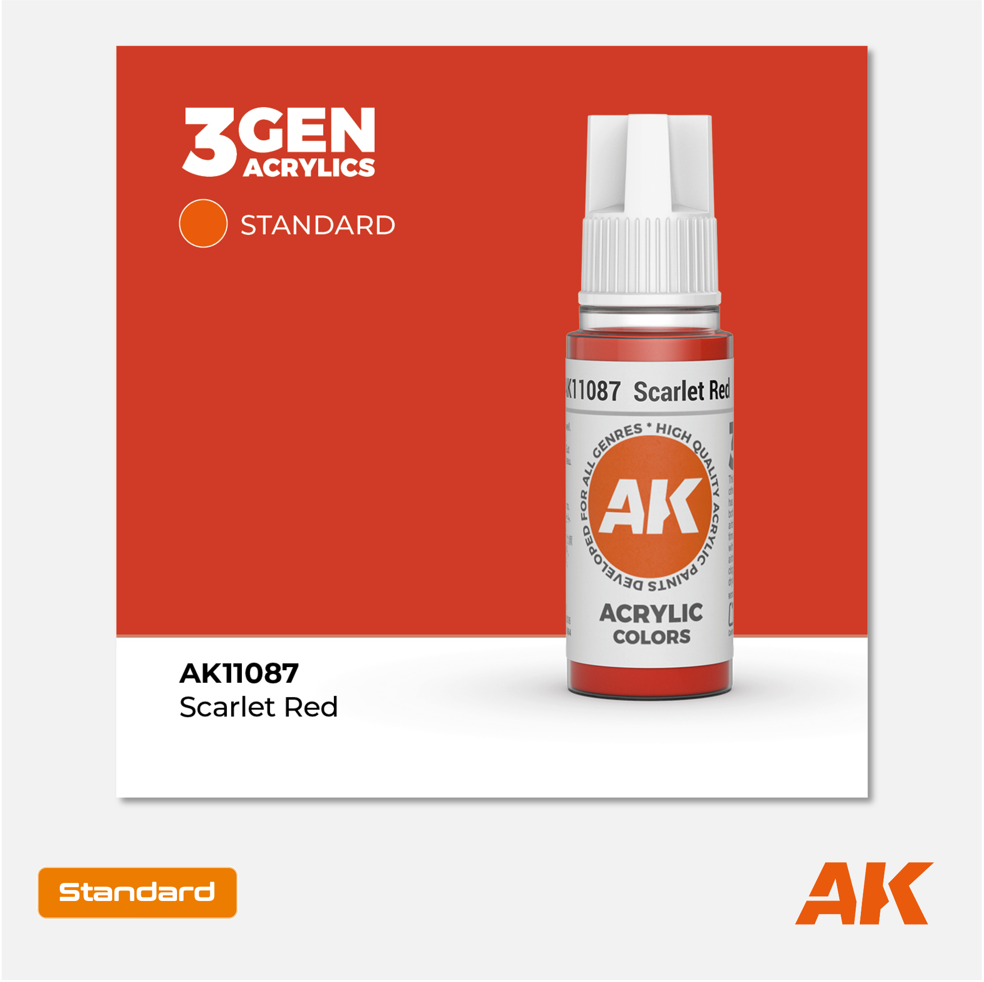 AK Interactive - 3Gen Acrylics Paint - Scarlet Red - AK11087 - Gothaforce