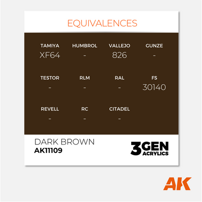 AK Interactive - 3Gen Acrylics Paint - Dark Brown - AK11109 - Gothaforce