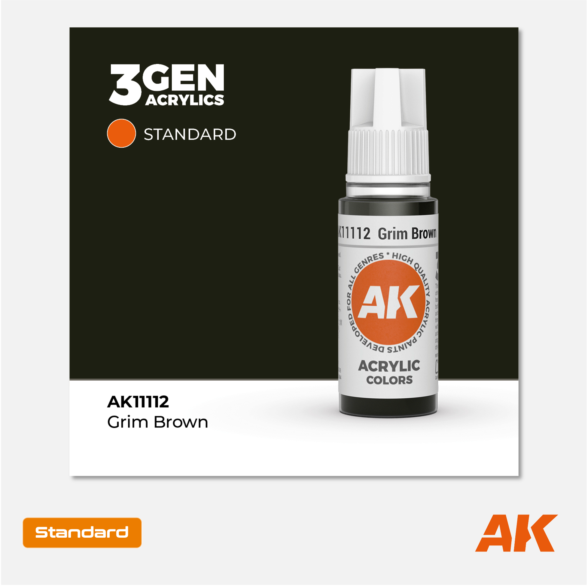 AK Interactive - 3Gen Acrylics Paint - Grim  Brown - AK11112 - Gothaforce