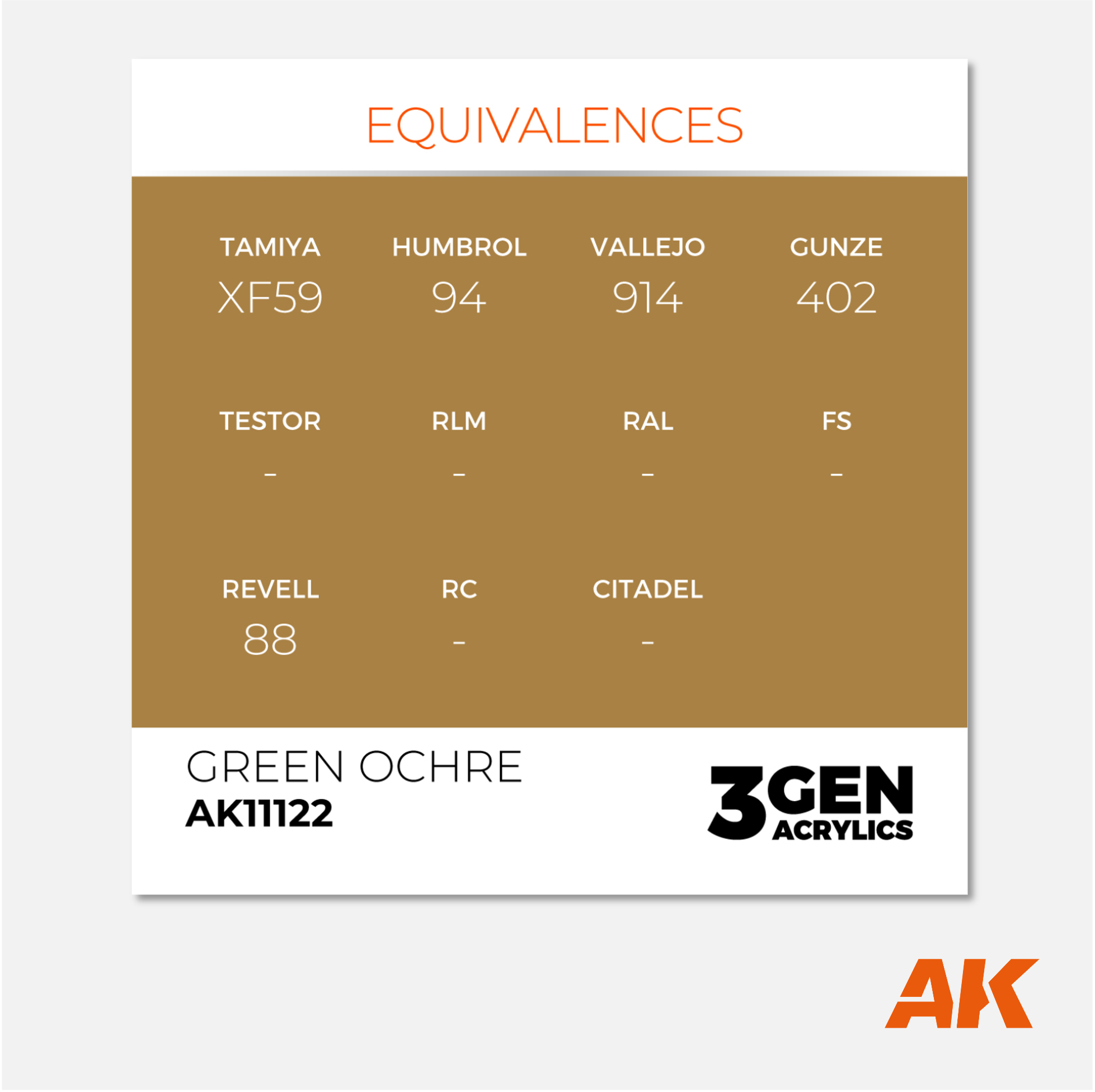 AK Interactive - 3Gen Acrylics Paint - Green Ochre - AK11122 - Gothaforce