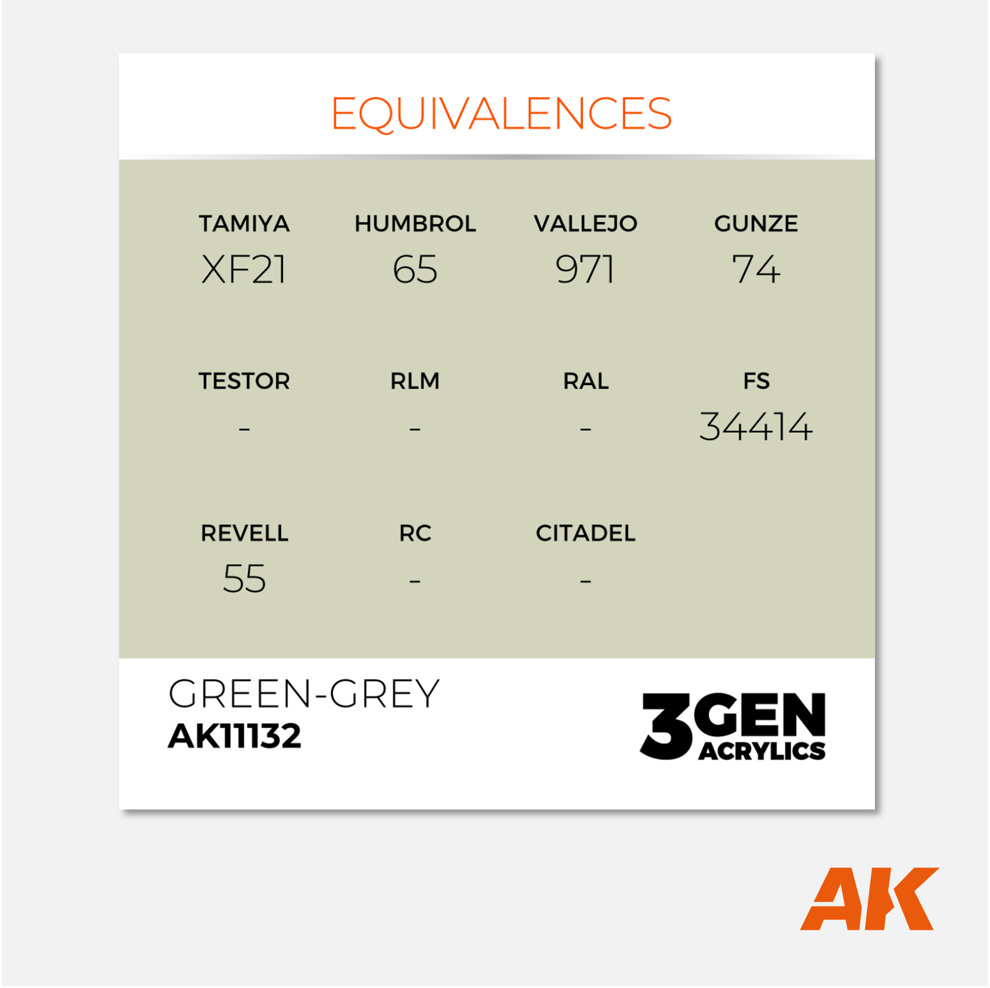 AK Interactive - 3Gen Acrylics Paint - Green-Grey - AK11132 - Gothaforce