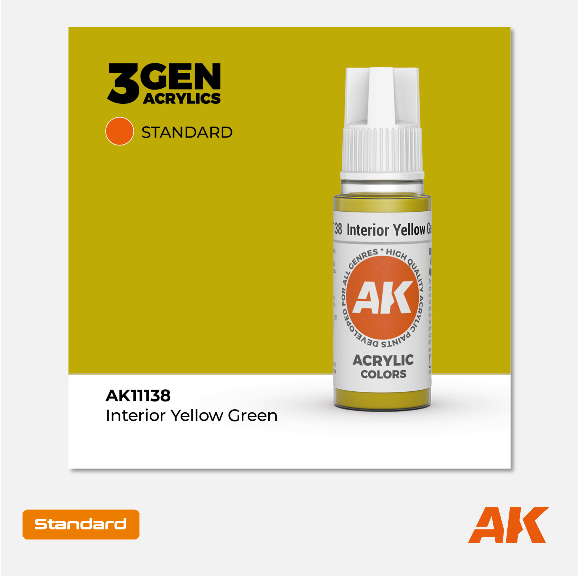 AK Interactive - 3Gen Acrylics Paint - Interior Yellow Green - AK11138 - Gothaforce