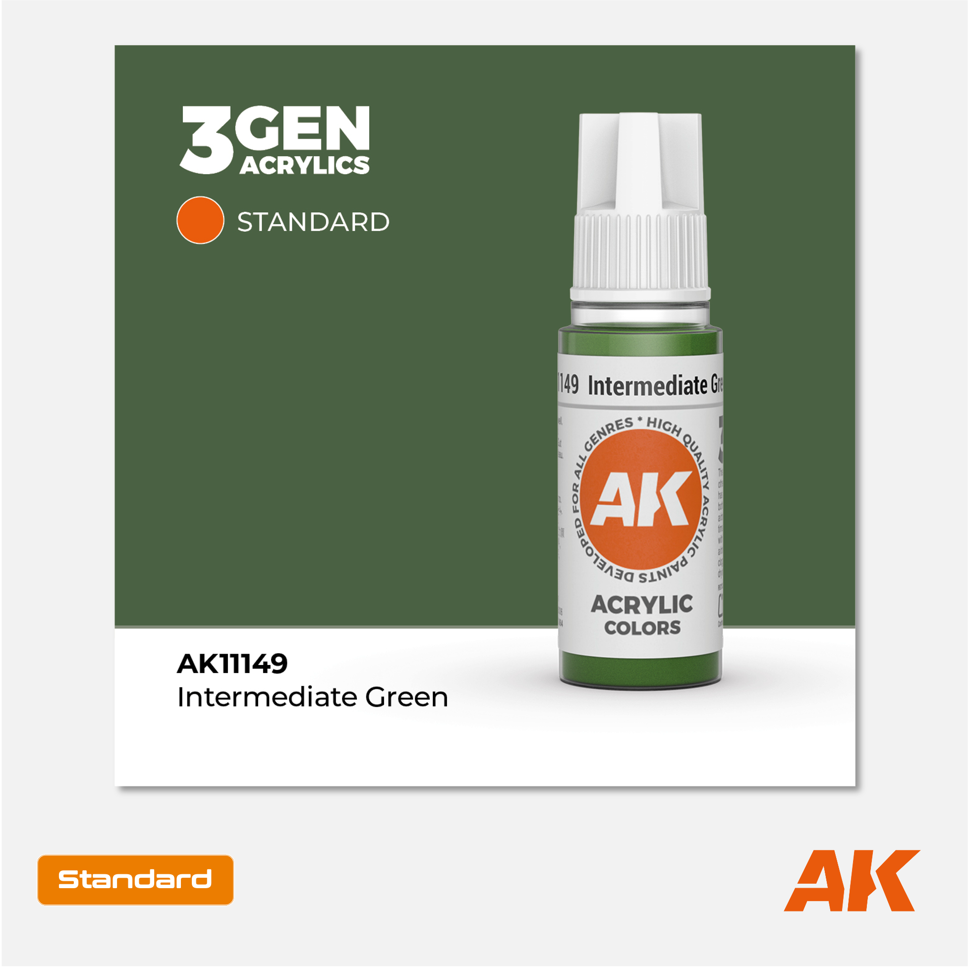 AK Interactive - 3Gen Acrylics Paint - Intermediate Green - AK11149 - Gothaforce