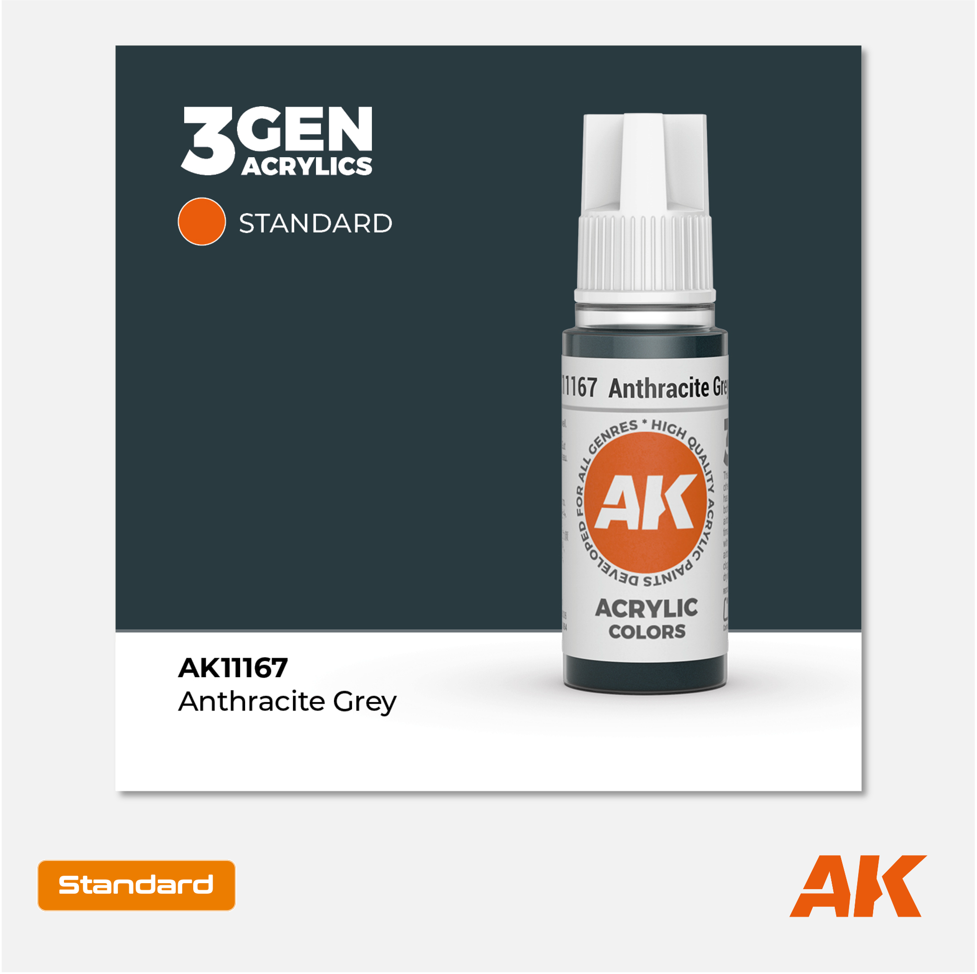 AK Interactive - 3Gen Acrylics Paint - Anthracite Grey - AK11167 - Gothaforce