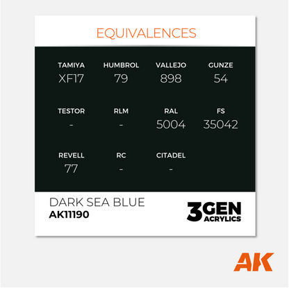 AK Interactive - 3Gen Acrylics Paint - Dark Sea Blue - AK11190 - Gothaforce