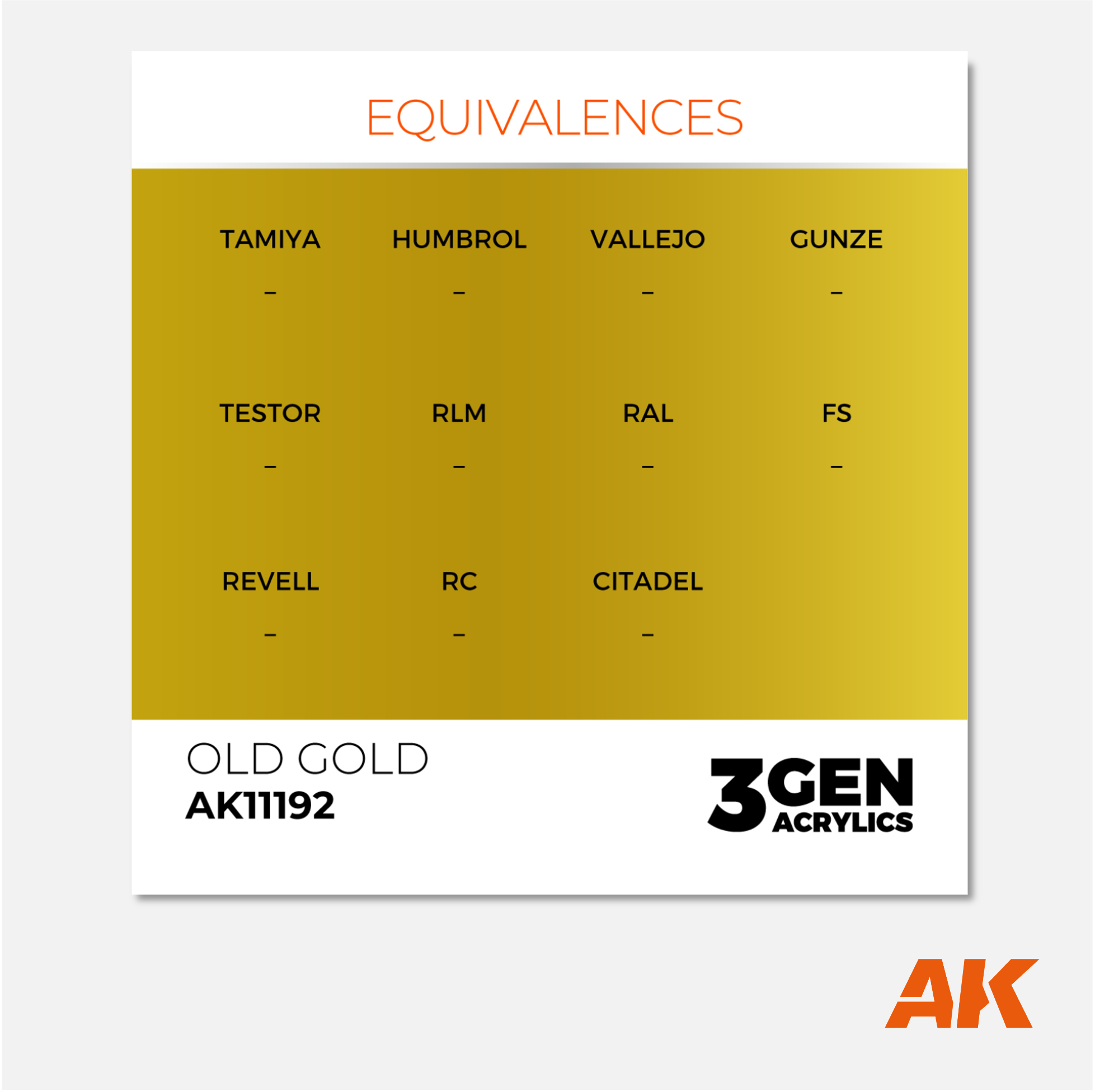AK Interactive - 3Gen Acrylics Paint - Old Gold - AK11192 - Gothaforce