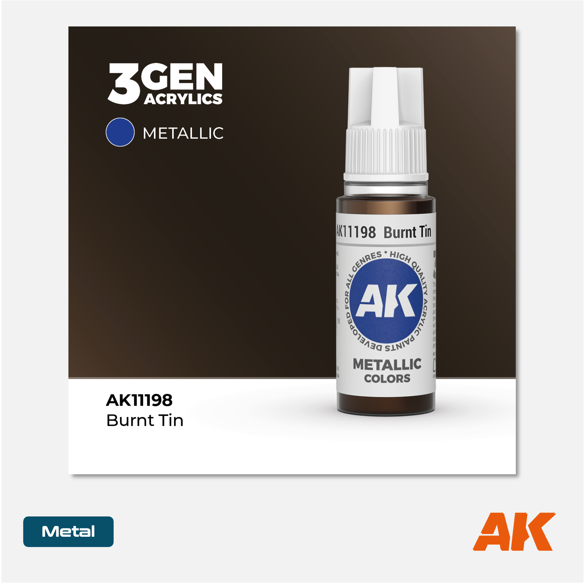 AK Interactive - 3Gen Acrylics Paint - Burnt Tin - AK11198 - Gothaforce