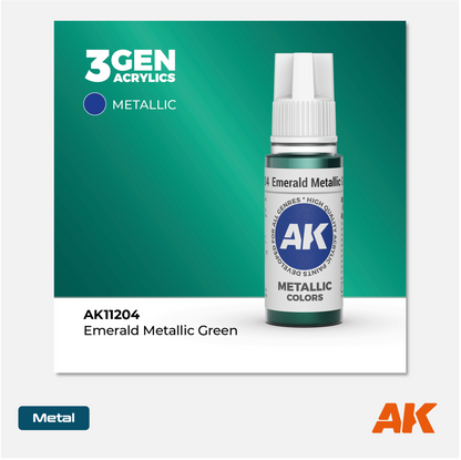 AK Interactive - 3Gen Acrylics Paint - Emerald Metallic Green - AK11204 - Gothaforce