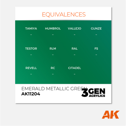 AK Interactive - 3Gen Acrylics Paint - Emerald Metallic Green - AK11204 - Gothaforce