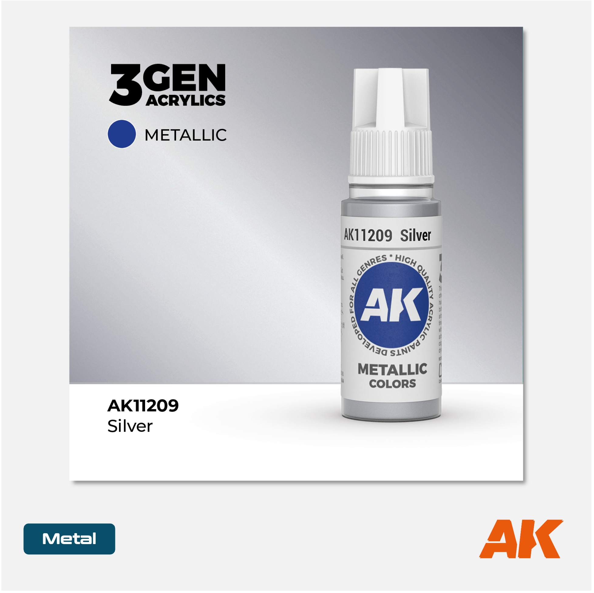 AK Interactive - 3Gen Acrylics Paint - Silver - AK11209 - Gothaforce