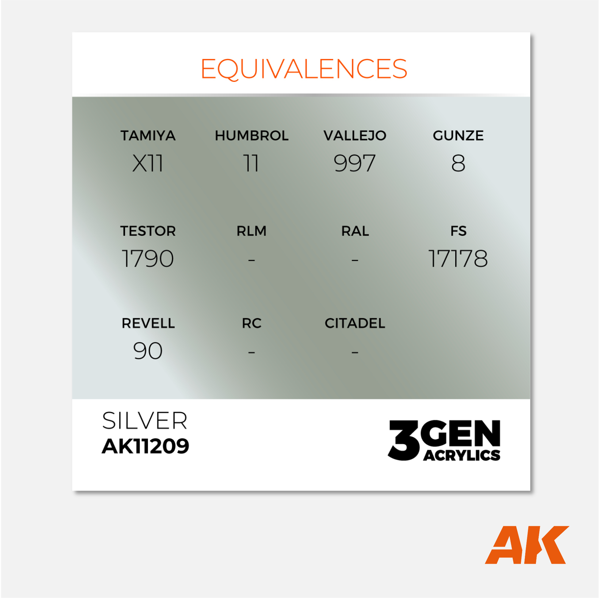 AK Interactive - 3Gen Acrylics Paint - Silver - AK11209 - Gothaforce