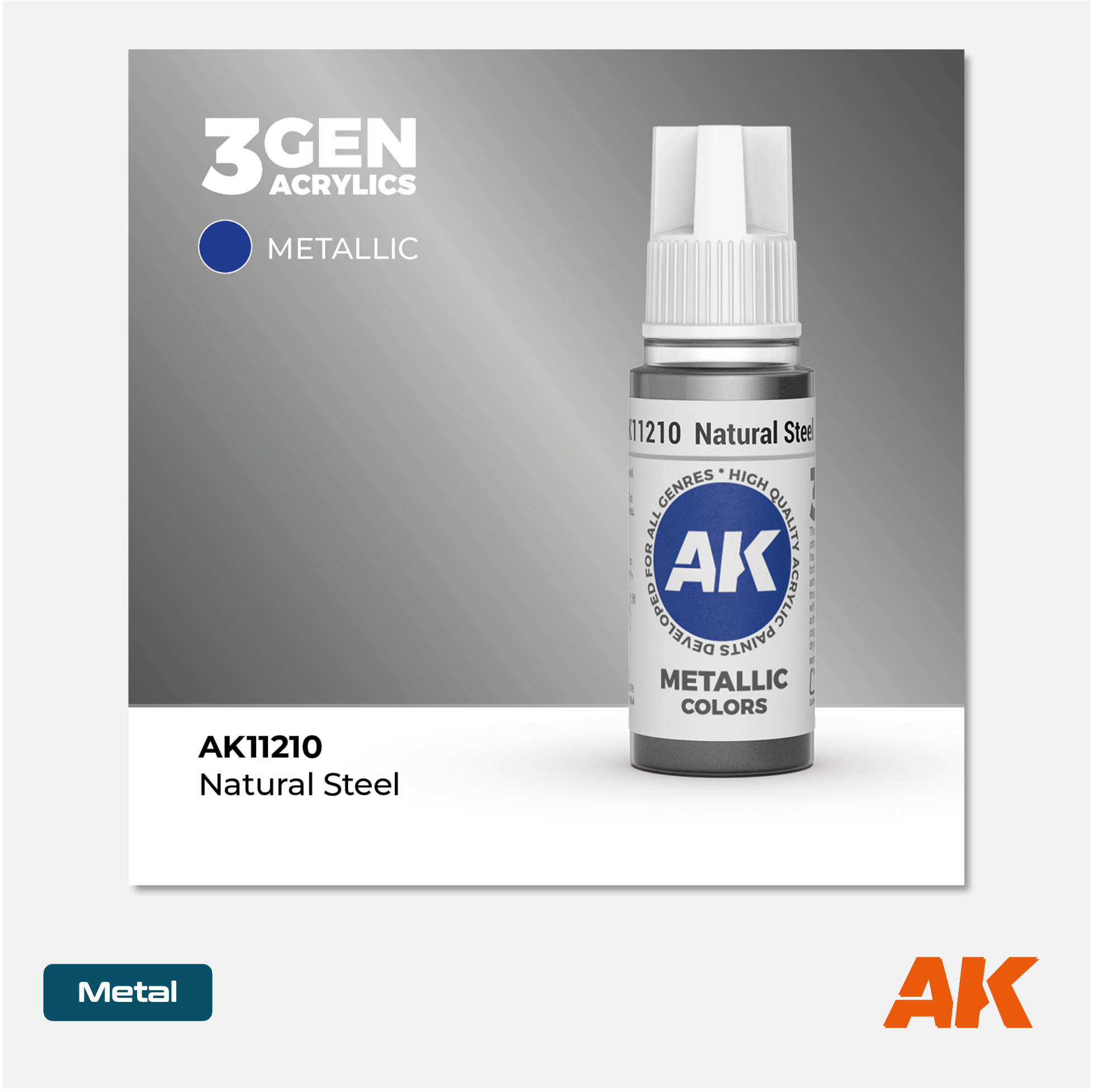 AK Interactive - 3Gen Acrylics Paint - Natural Steel - AK11210 - Gothaforce