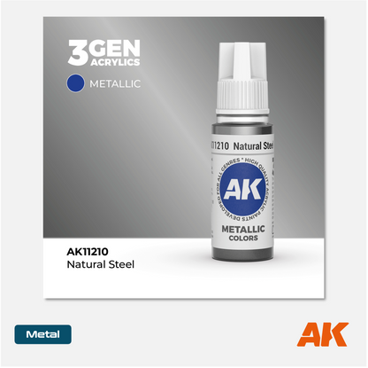 AK Interactive - 3Gen Acrylics Paint - Natural Steel - AK11210 - Gothaforce