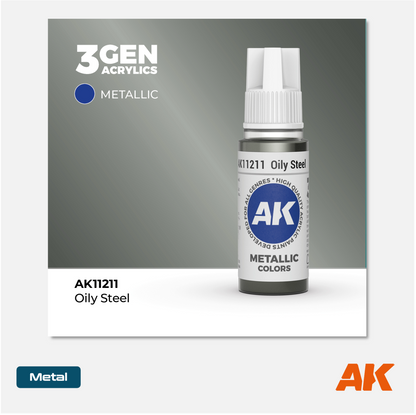 AK Interactive - 3Gen Acrylics Paint - Oily Steel - AK11211 - Gothaforce