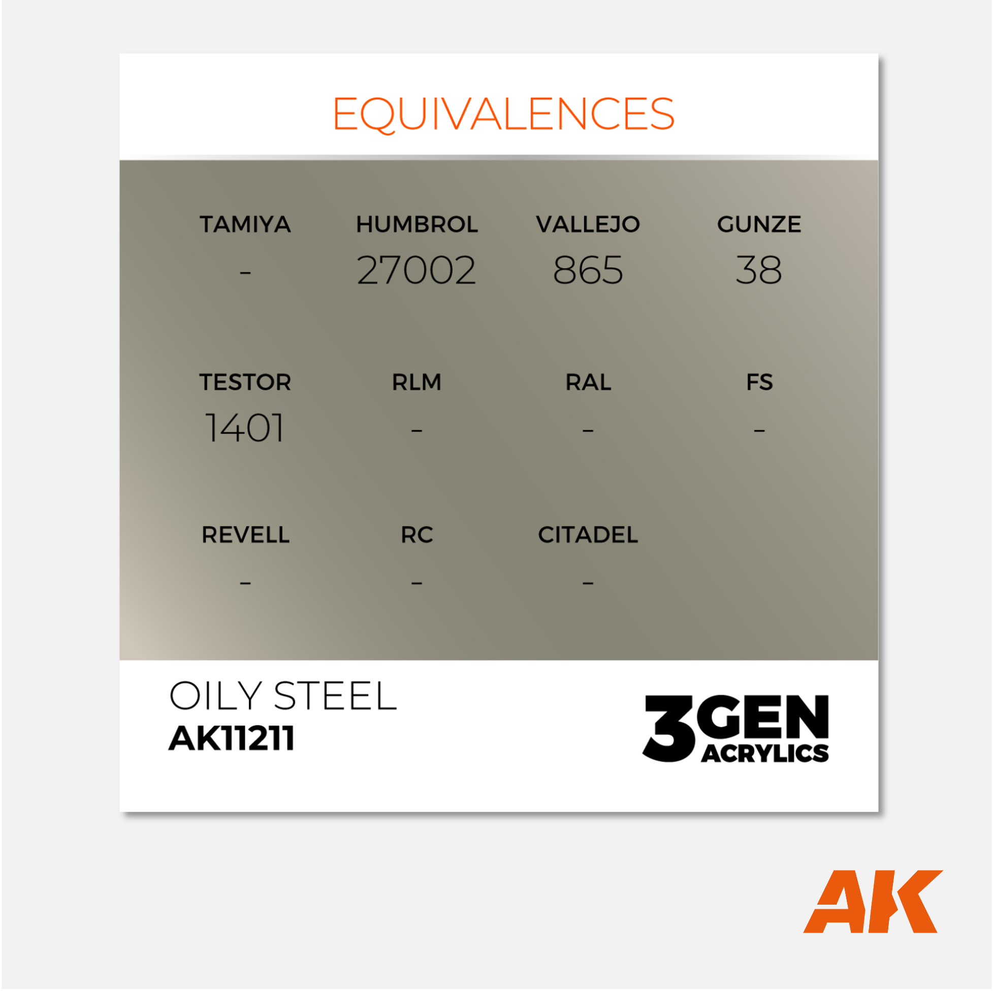 AK Interactive - 3Gen Acrylics Paint - Oily Steel - AK11211 - Gothaforce