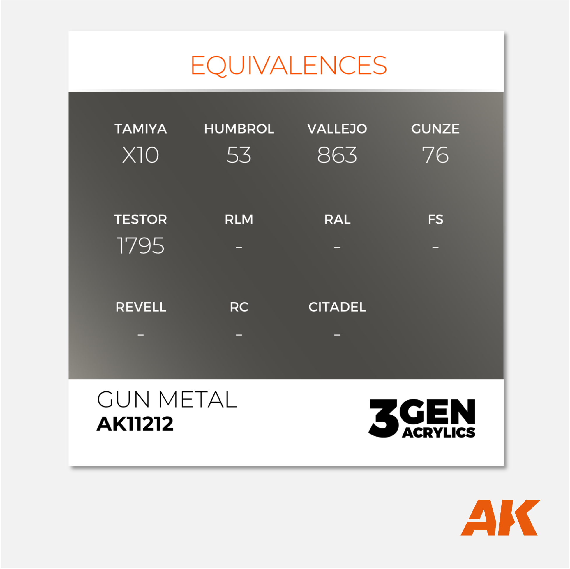AK Interactive - 3Gen Acrylics Paint - Gun Metal - AK11212 - Gothaforce