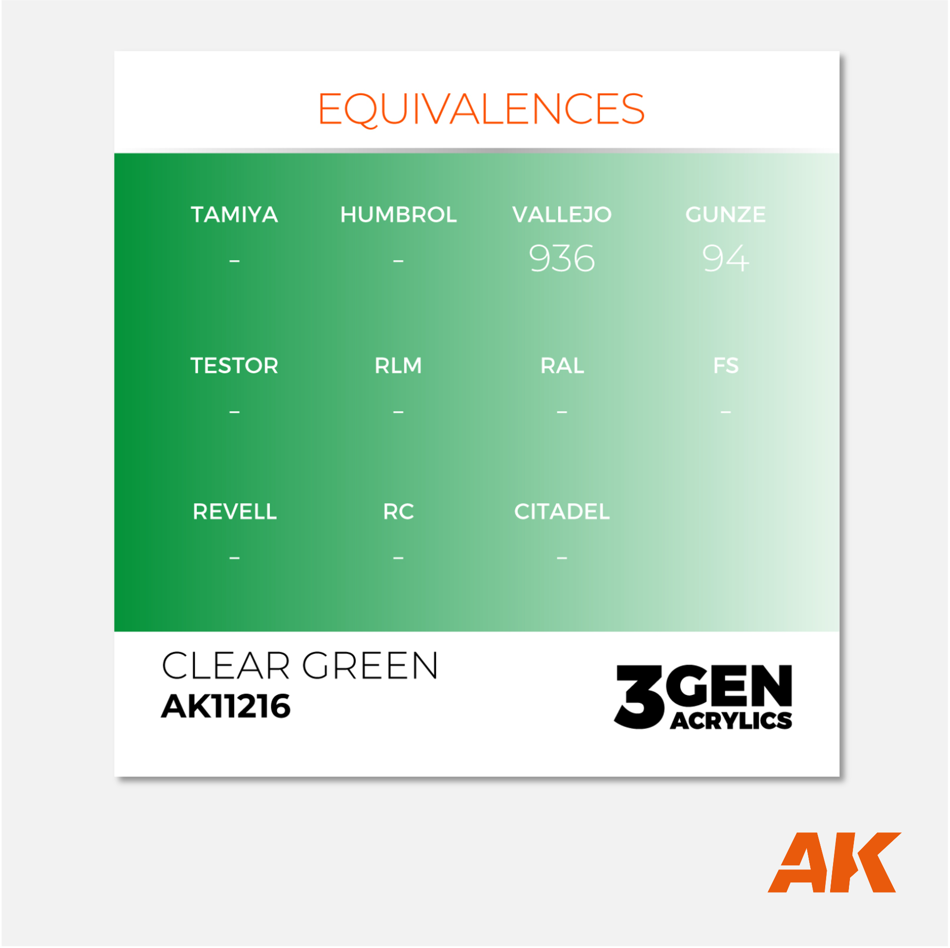 AK Interactive - 3Gen Acrylics Paint - Clear Green - AK11216 - Gothaforce