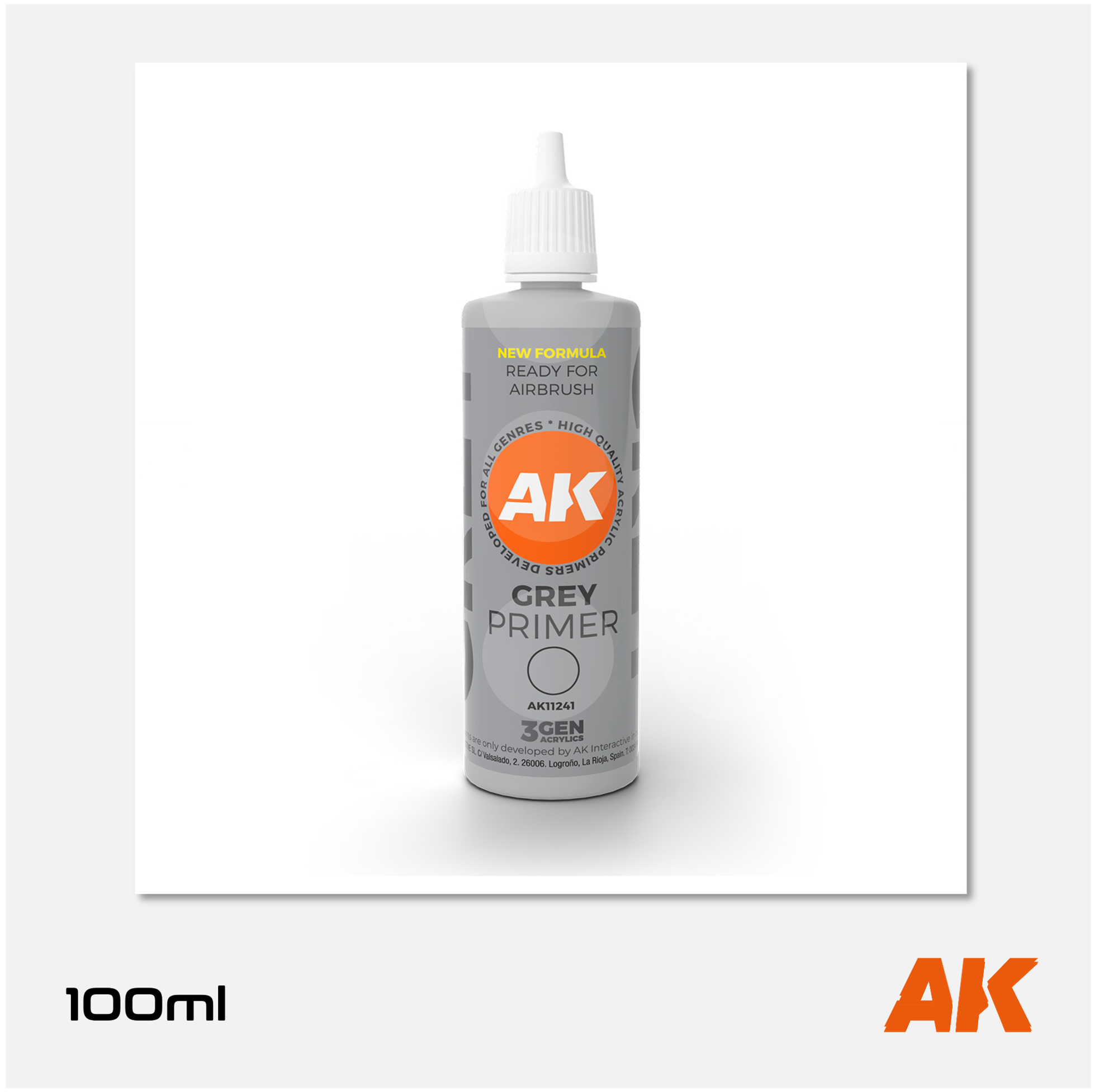 AK 3Gen Acrylics Primer - Grey (100ml)