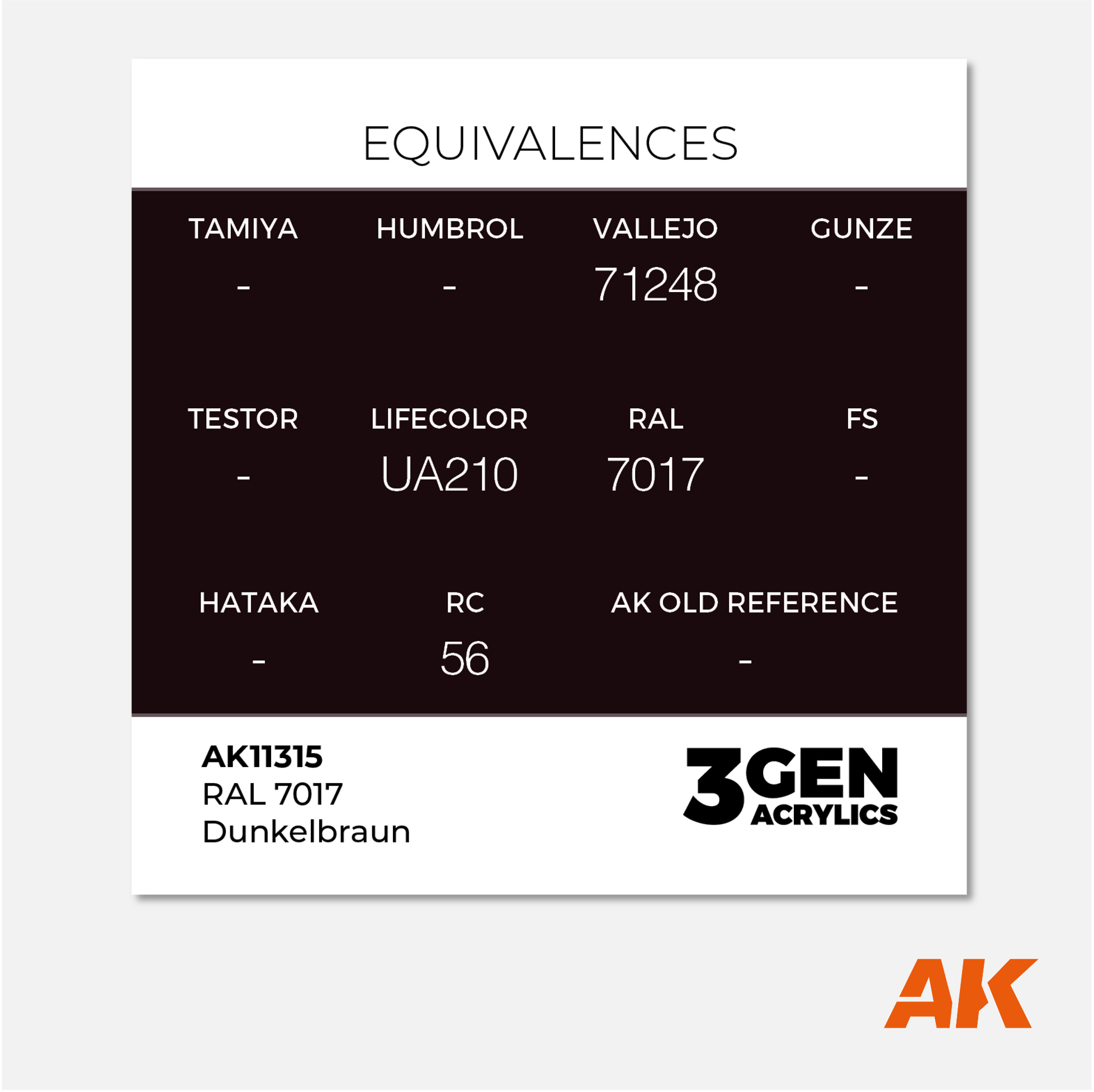 AK 3Gen Acrylics - Dunkelbraun RAL 7017