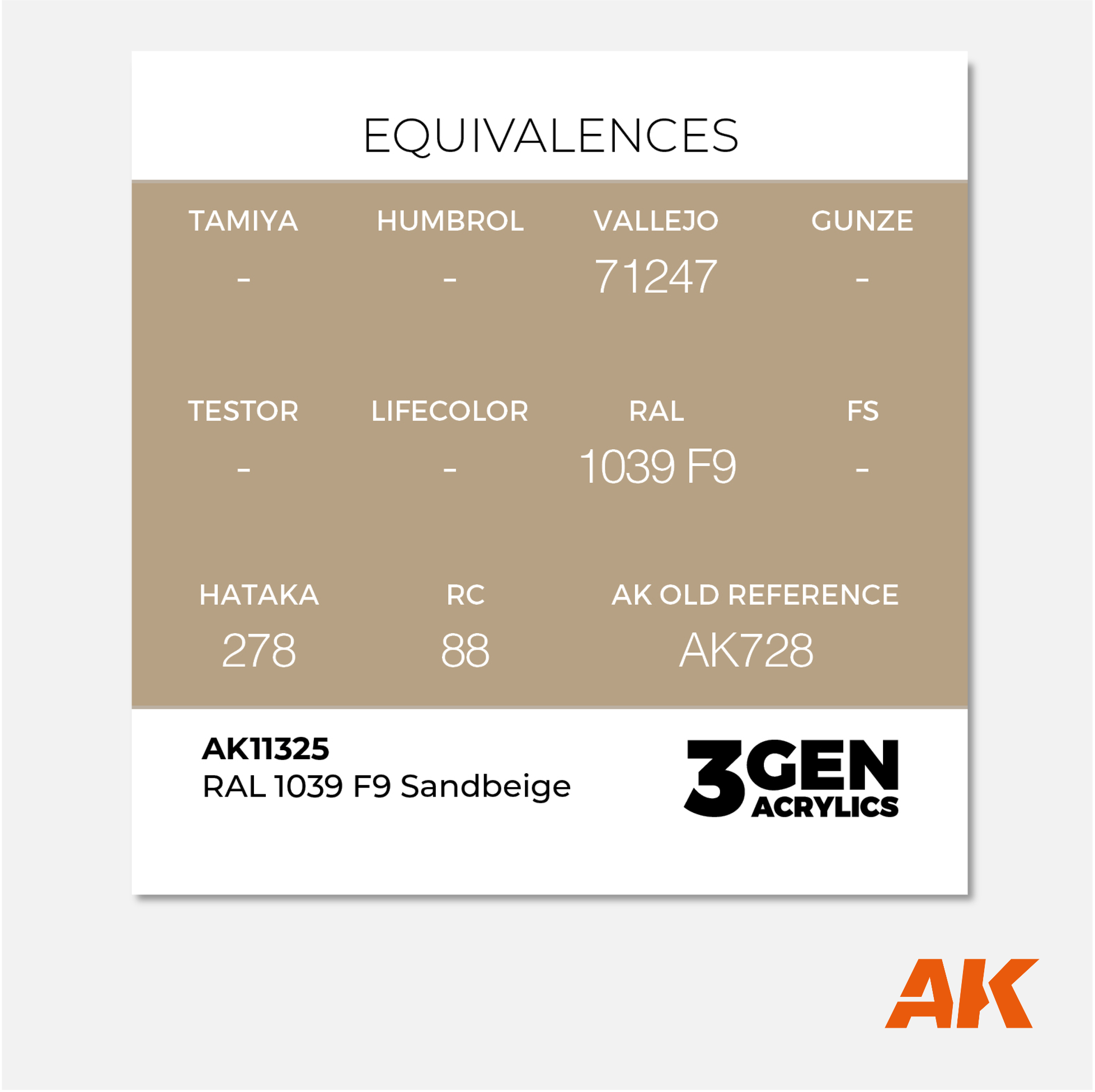 AK 3Gen Acrylics - F9 Sandbeige RAL 1039