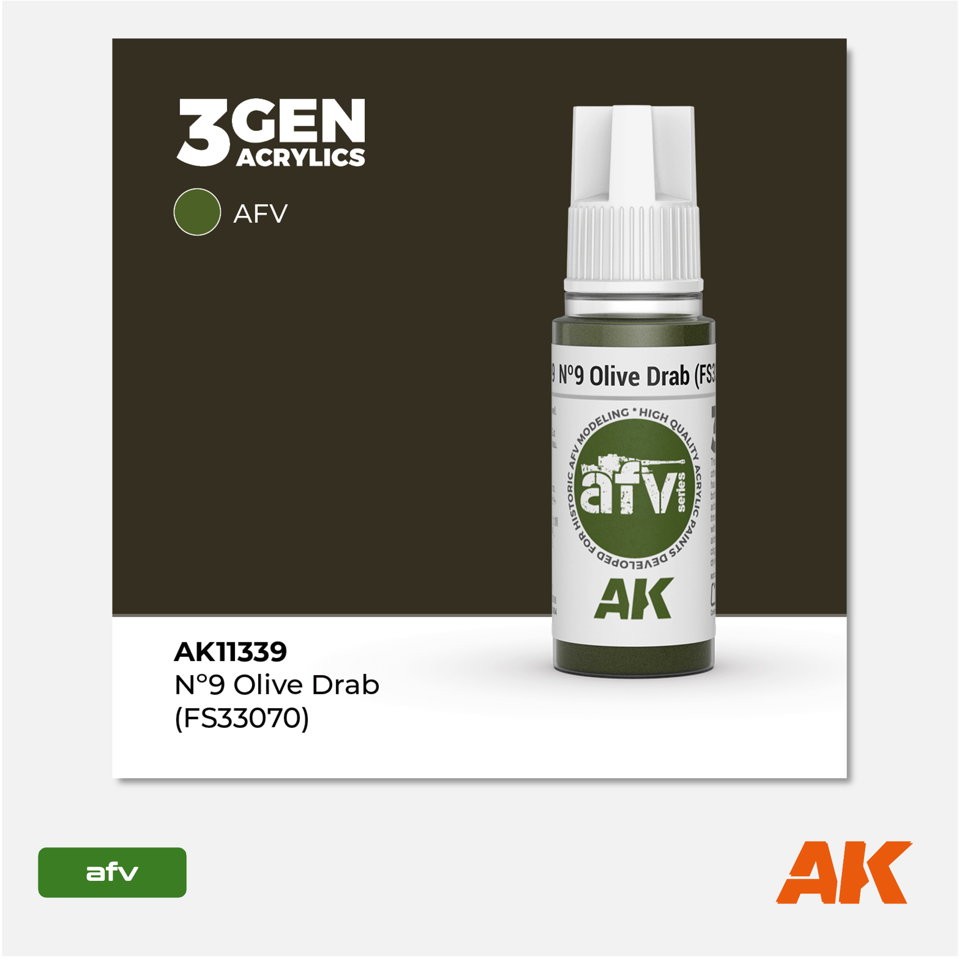 AK 3Gen Acrylics - N°9 Olive Drab - FS 33070