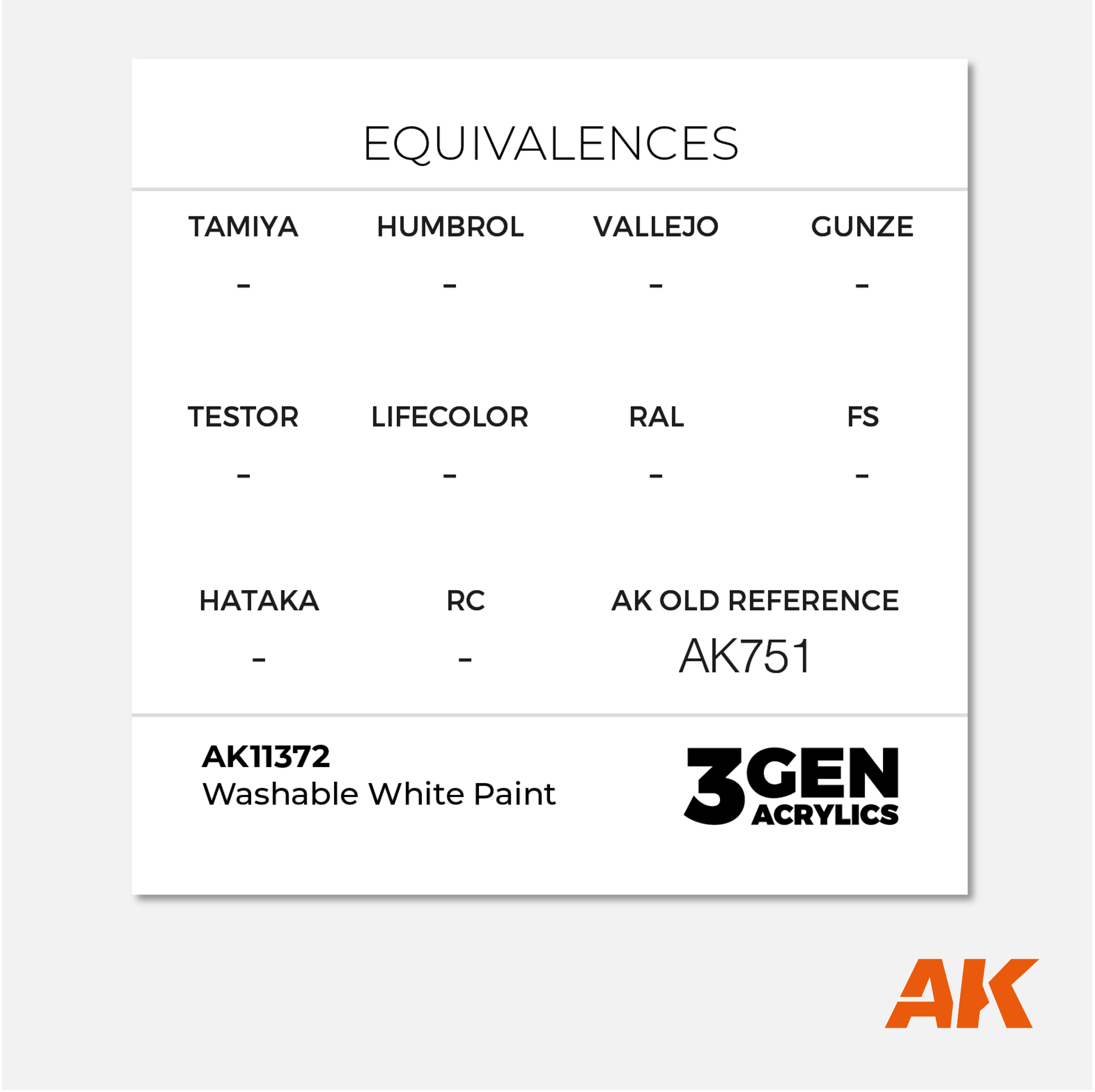 AK 3Gen Acrylics - Washable White Paint