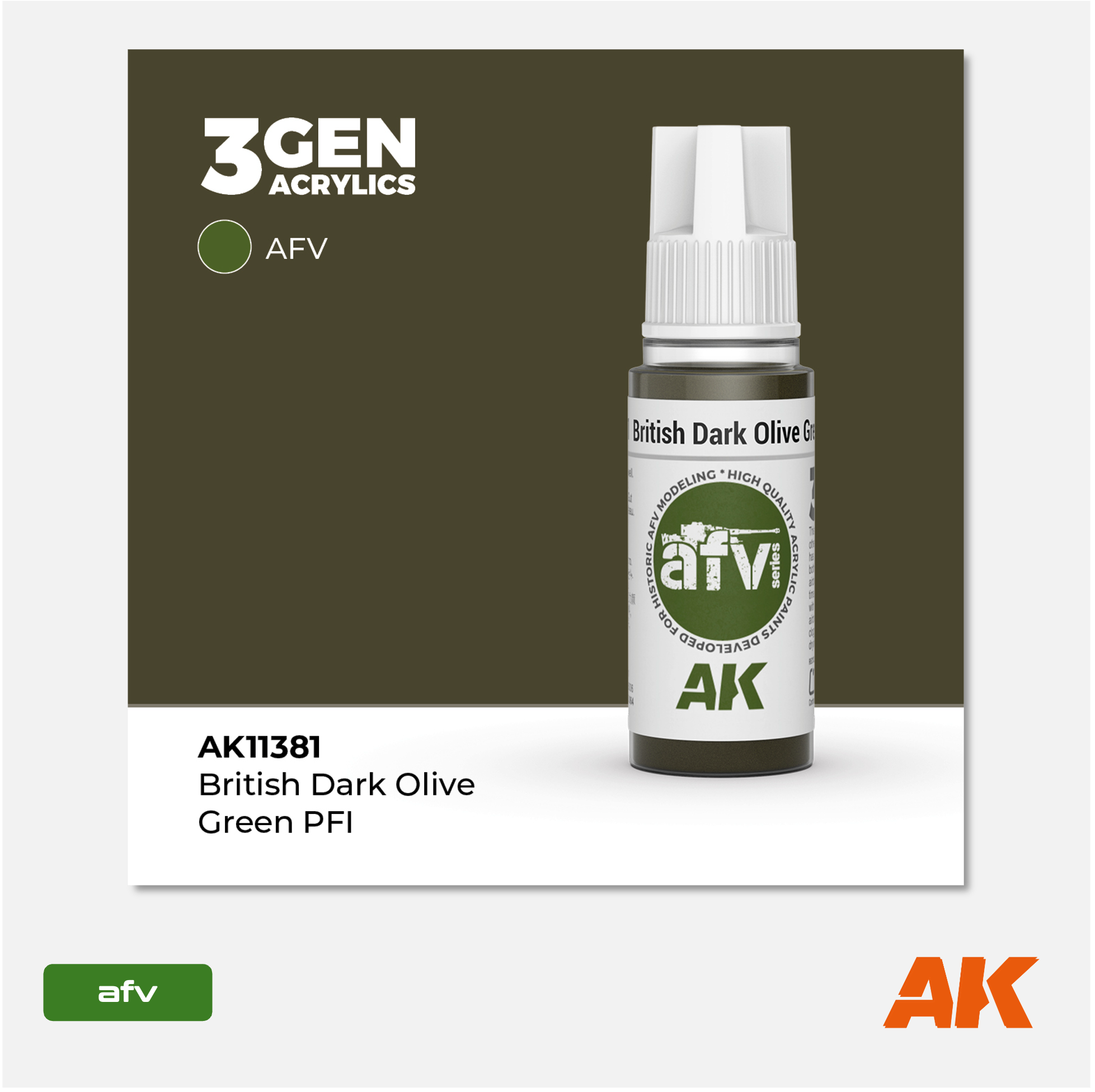 AK 3Gen Acrylics - British Dark Olive Green PFI