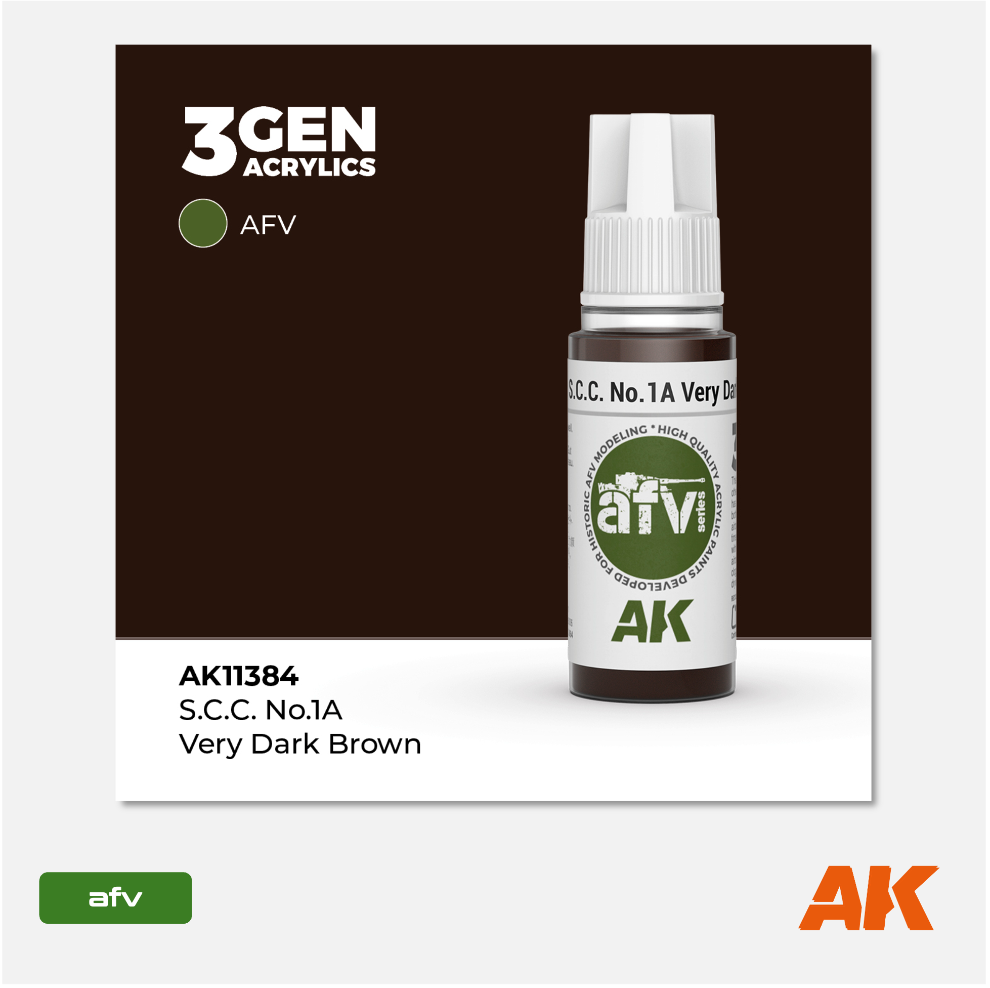 AK 3Gen Acrylics - S.C.C. N°1A Very Dark Brown