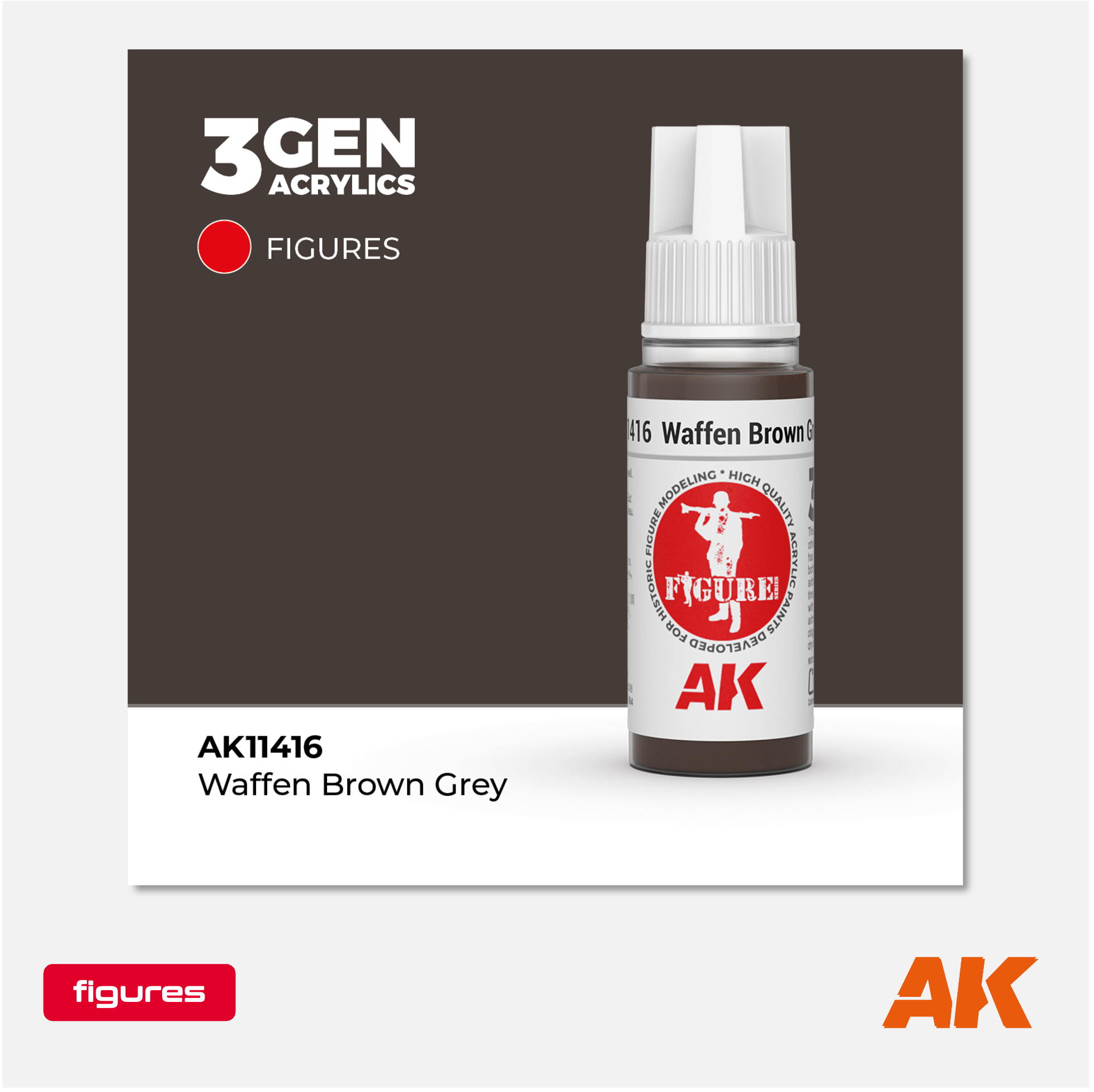 AK 3Gen Acrylics - Waffen Brown Grey