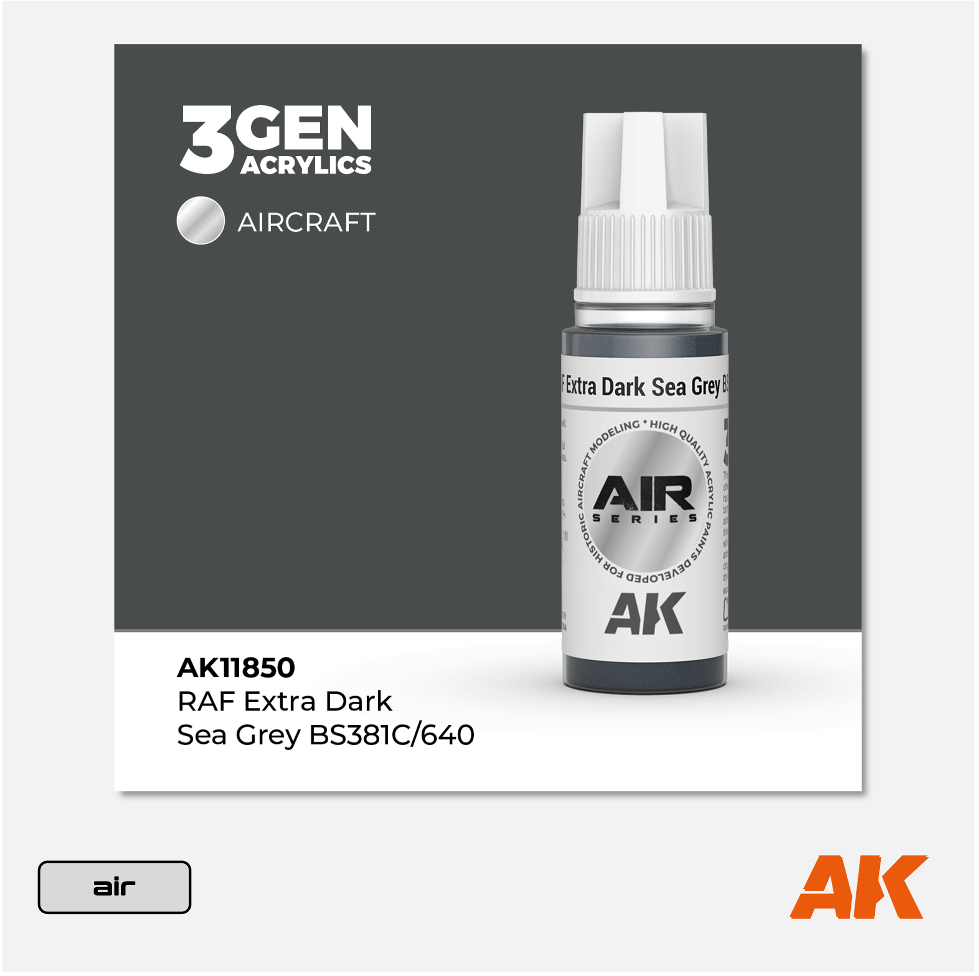AK 3Gen Acrylics - RAF Extra Dark Sea Grey BS381C/640
