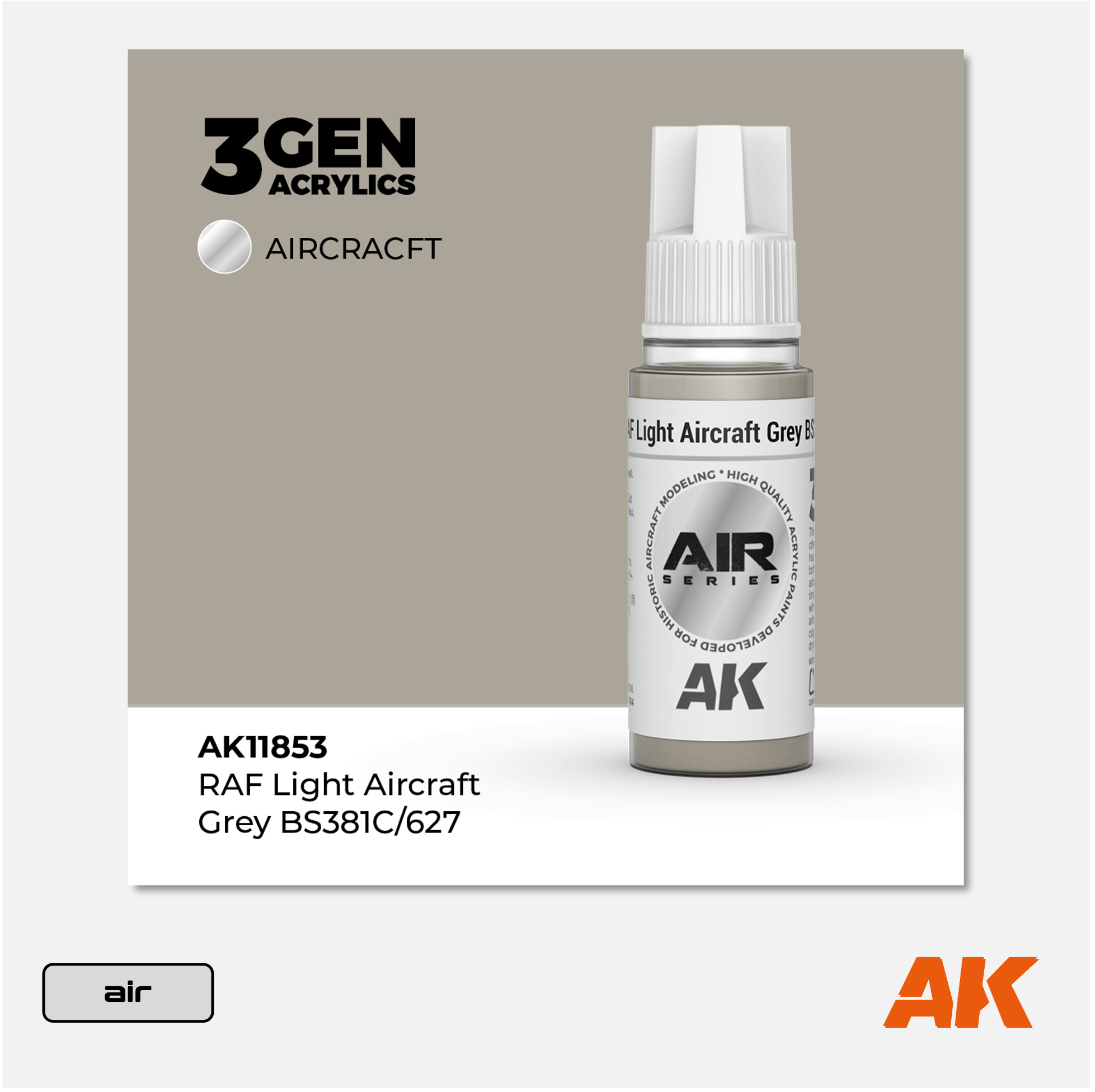 AK 3Gen Acrylics - RAF Light Aircraft Grey BS381C/627