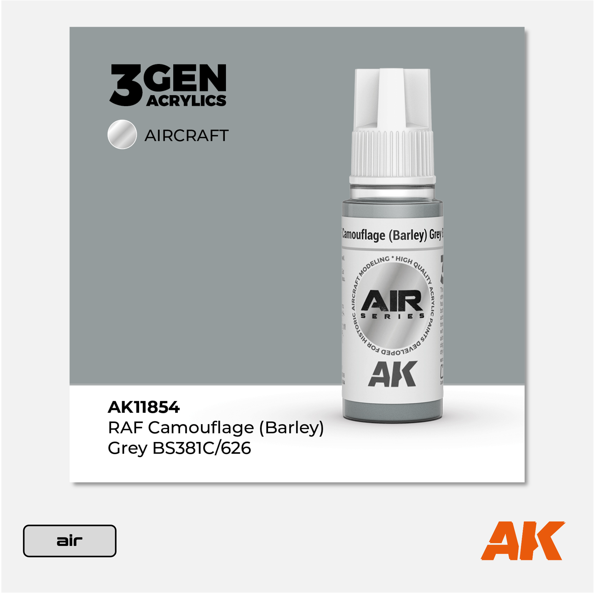 AK 3Gen Acrylics - RAF Camouflage (Barley) Grey BS381C/626