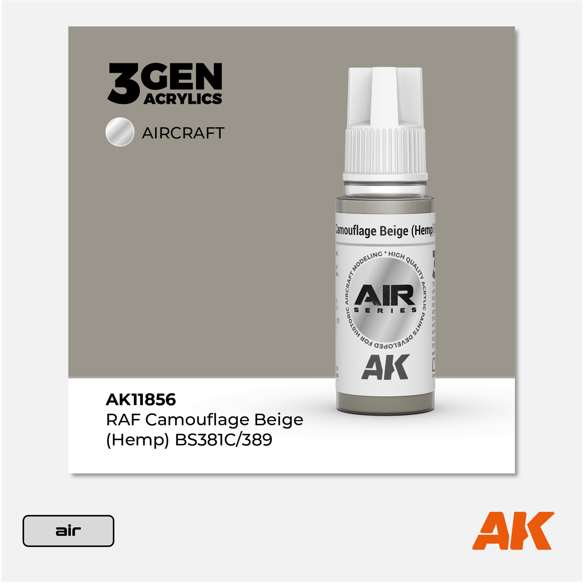 AK 3Gen Acrylics - RAF Camouflage Beige (Hemp) BS381C/389