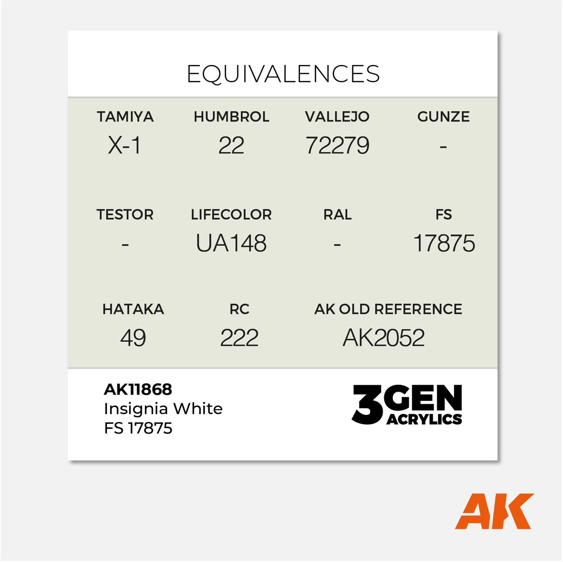 AK 3Gen Acrylics - Insignia White FS 17875
