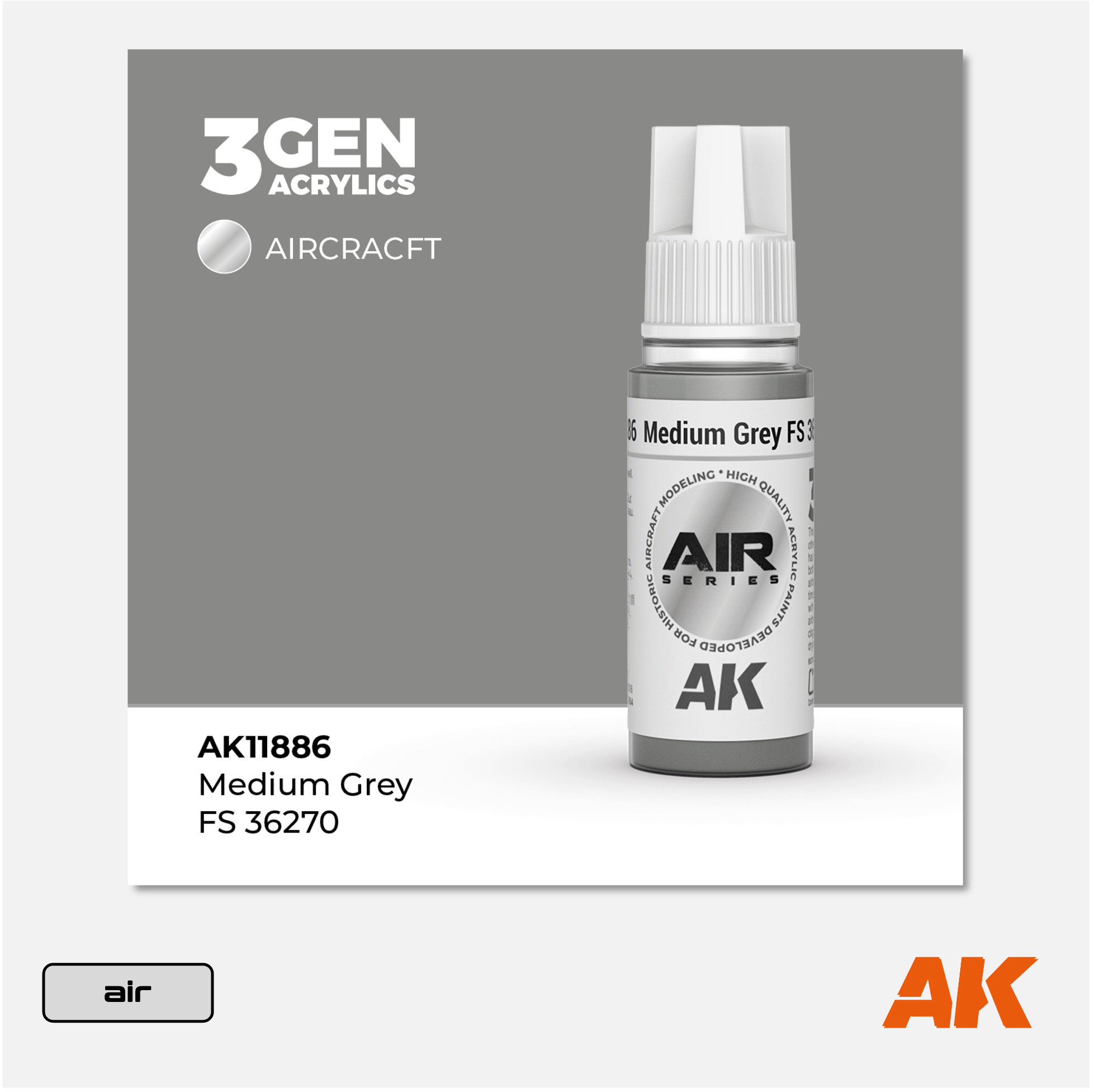 AK 3Gen Acrylics - Medium Grey FS 36270
