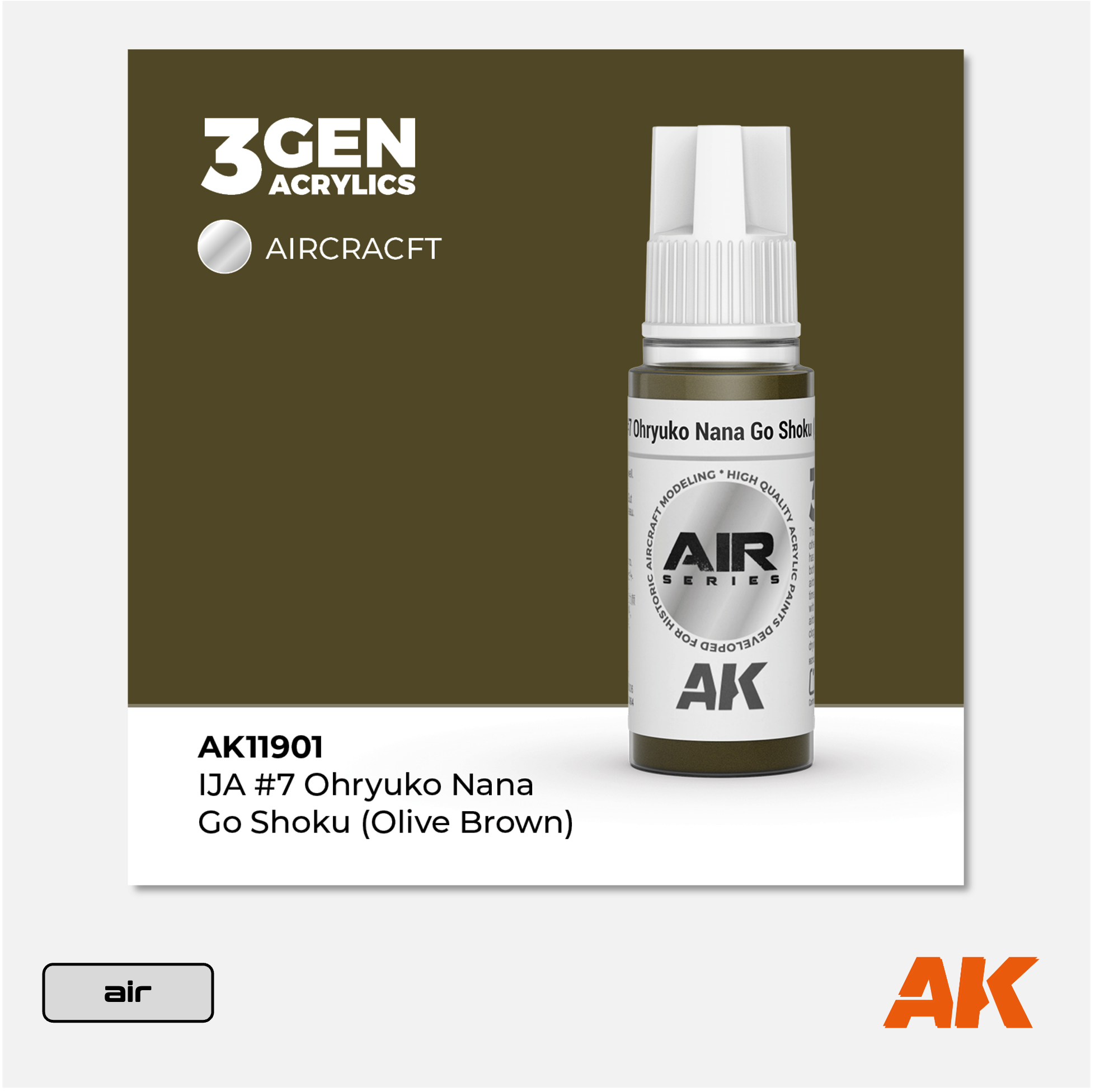 AK 3Gen Acrylics - IJA 7 Ohryuko Nana Go Shoku (Olive Brown)