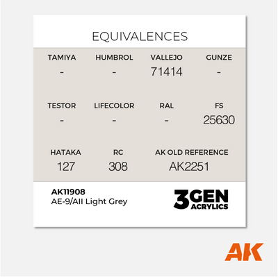 AK 3Gen Acrylics - AE-9/AII Light Grey