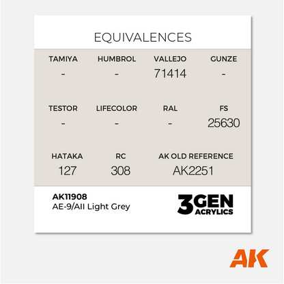 AK 3Gen Acrylics - AE-9/AII Light Grey