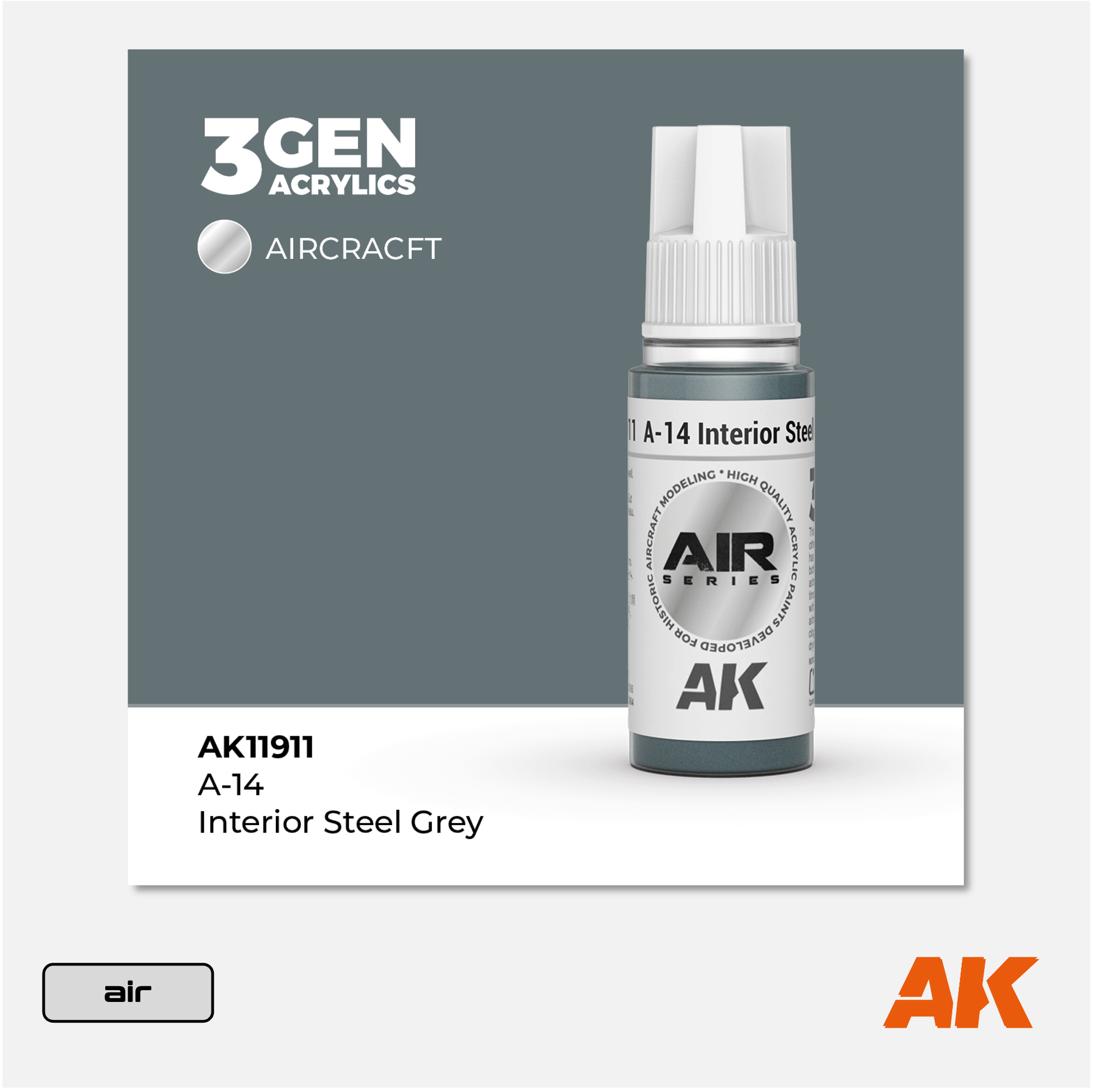 AK 3Gen Acrylics - A-14 Interior Steel Grey
