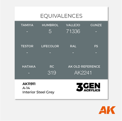 AK 3Gen Acrylics - A-14 Interior Steel Grey
